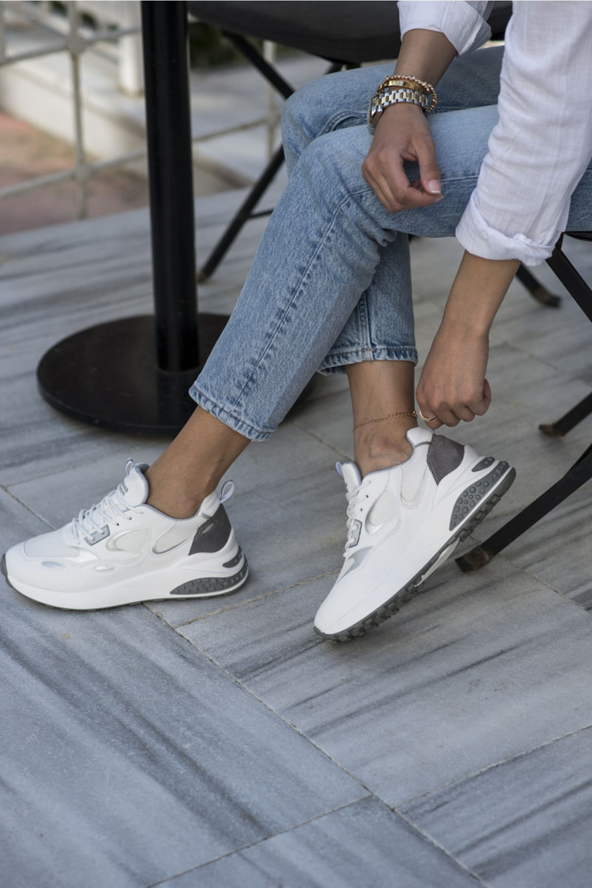 David Kadin Beyaz Garnili Sneaker