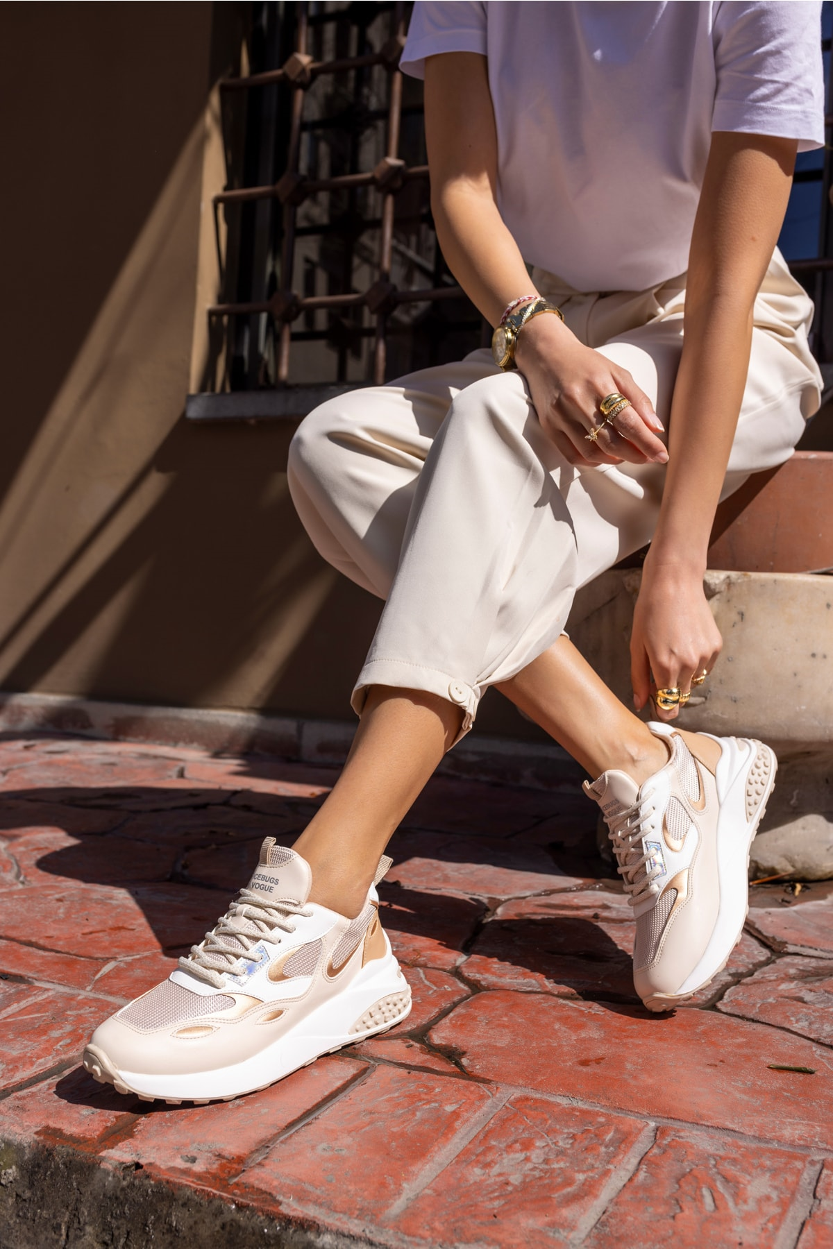 David Kadin Beyaz Garnili Sneaker