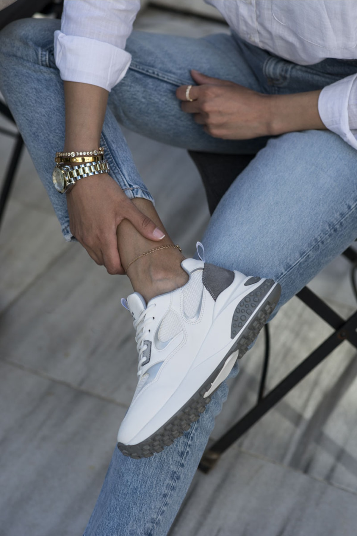 David Kadin Beyaz Garnili Sneaker