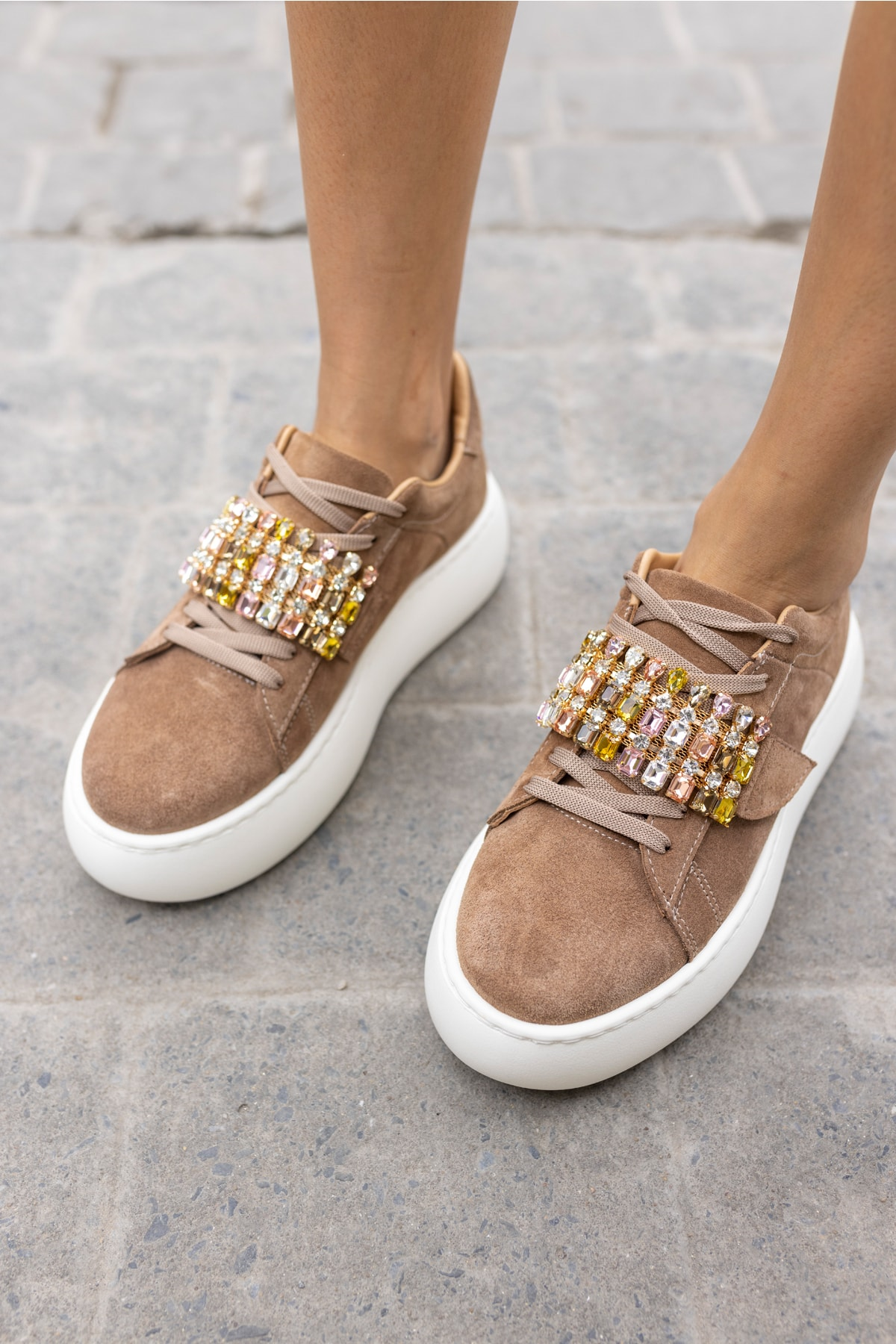 Ellya Kadın Siyah Gercek Deri Taş Detay Eva Taban Sneaker