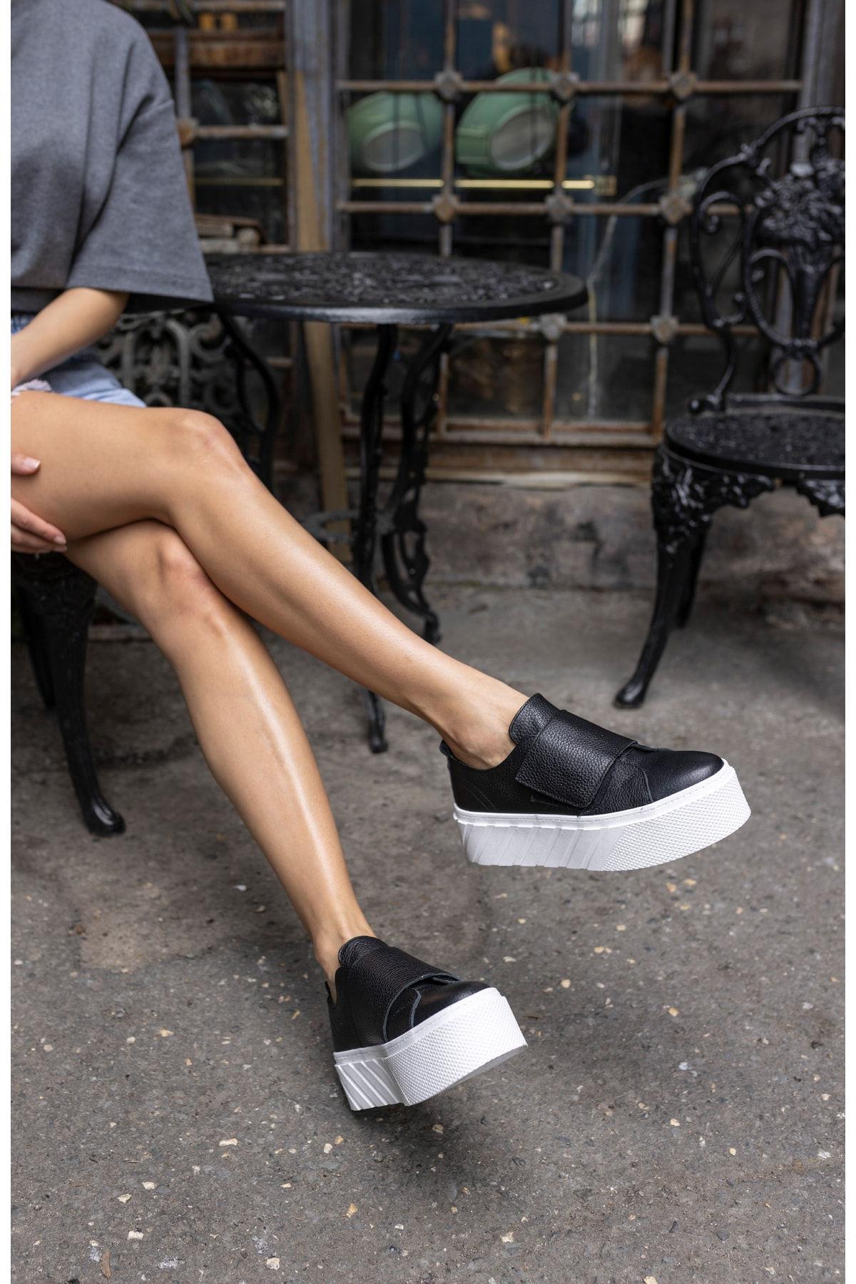 Carrola Kadin Siyah Gercek Deri Sneaker