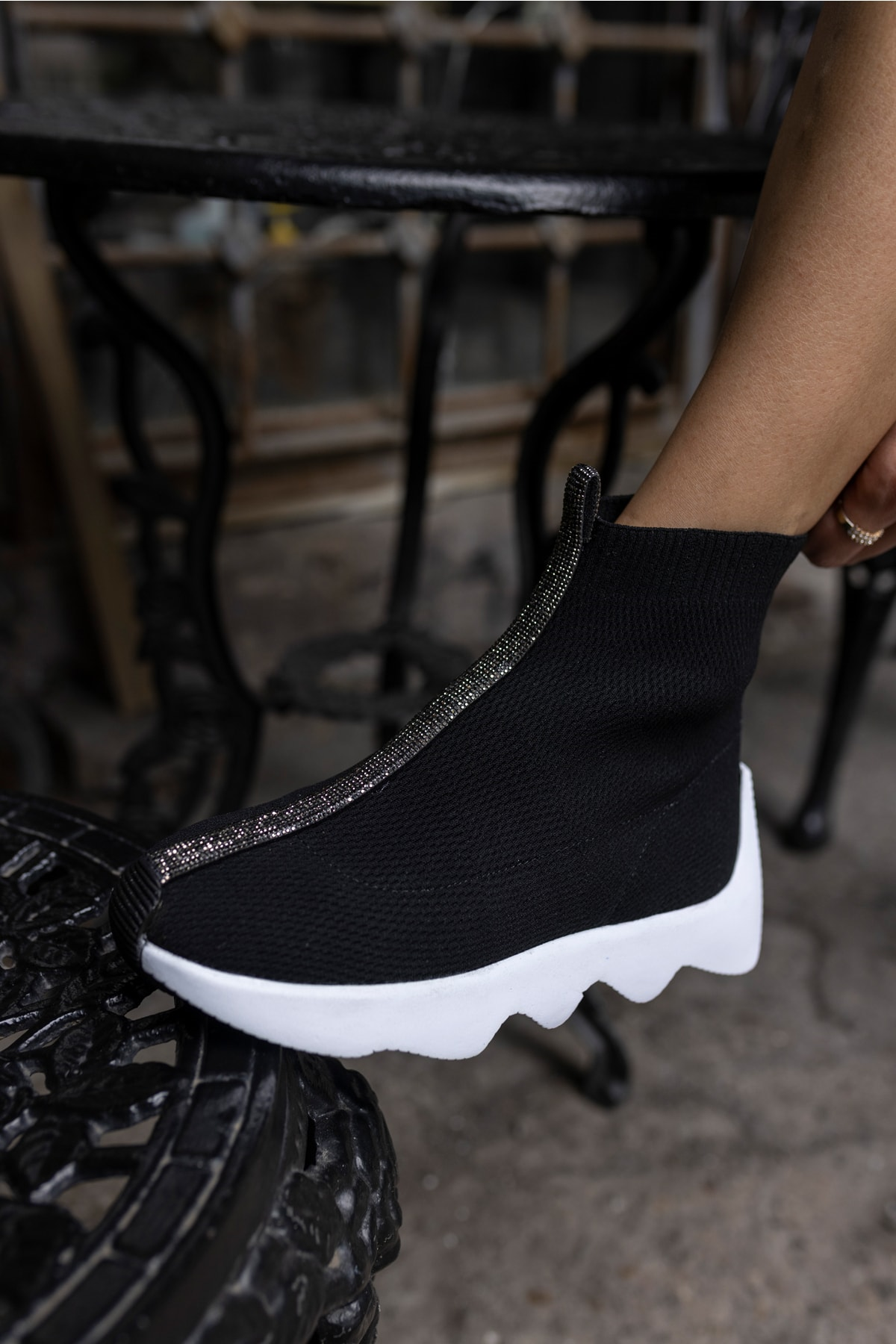 Tuay Kadın Bej Taşli Trıko Sneaker