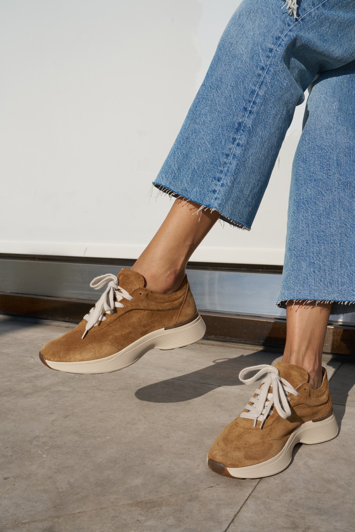 SANTO KADIN NUDE TABA GERCEK DERI SUET BAGCIKLI SNEAKER