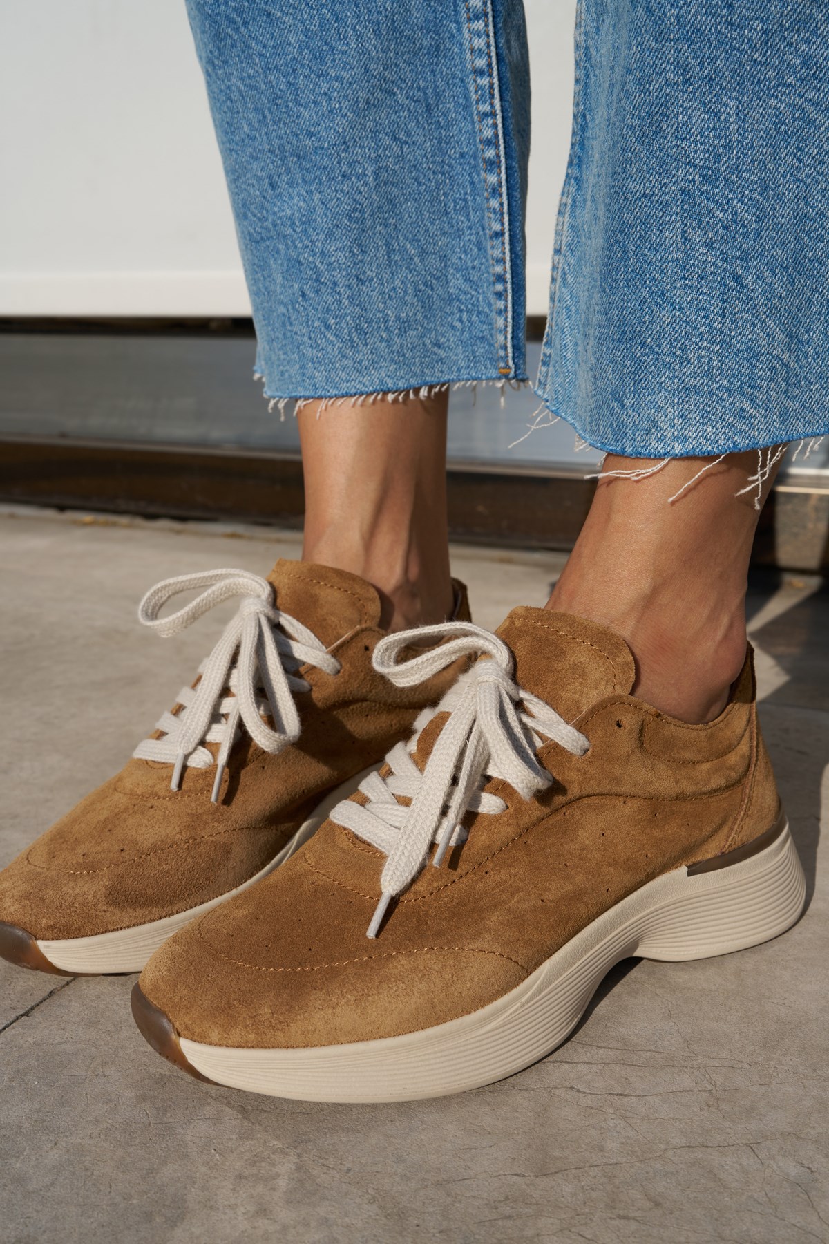SANTO KADIN NUDE TABA GERCEK DERI SUET BAGCIKLI SNEAKER