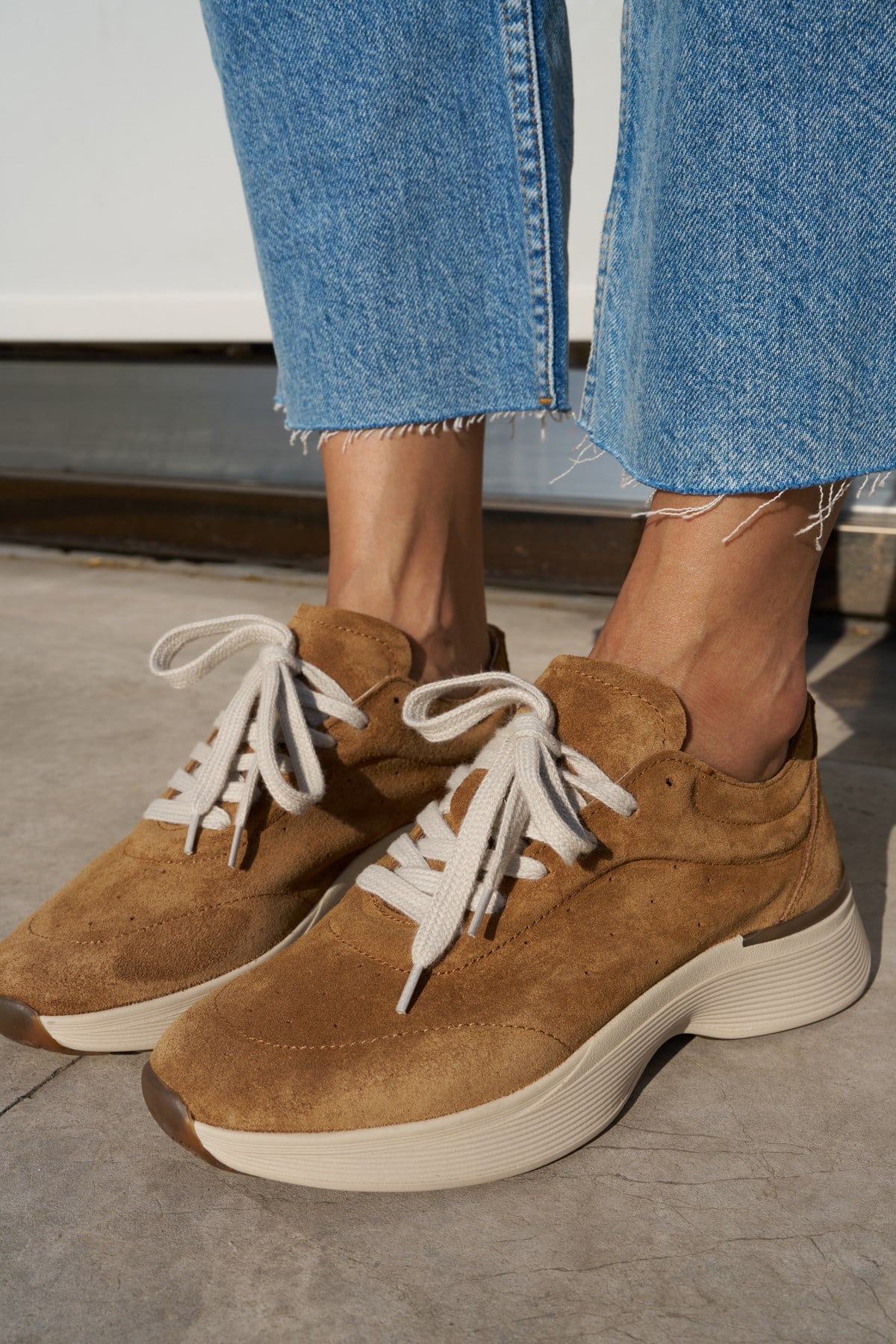 SANTO KADIN NUDE TABA GERCEK DERI SUET BAGCIKLI SNEAKER