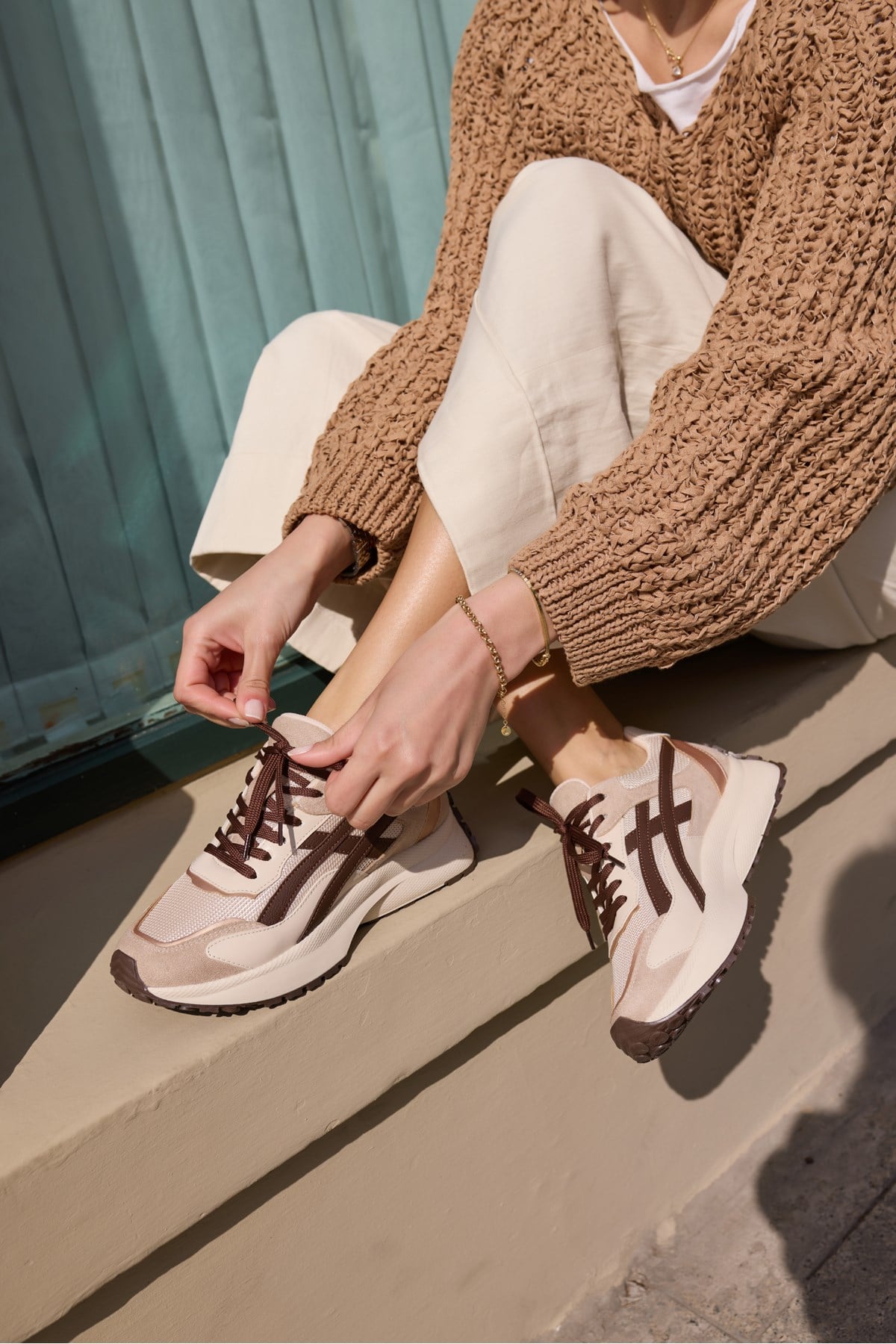 BRALİTO KADİN BEJ KAHVE GEÇİSLİ RAHAT TABAN SNEAKER