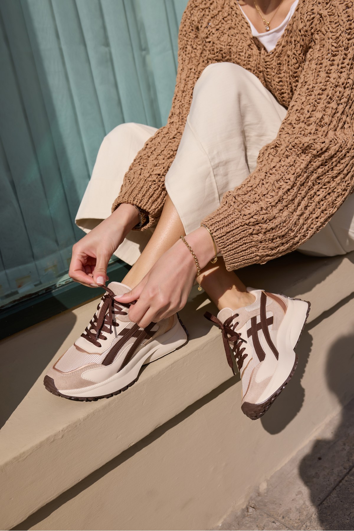 BRALİTO KADİN BEJ KAHVE GEÇİSLİ RAHAT TABAN SNEAKER