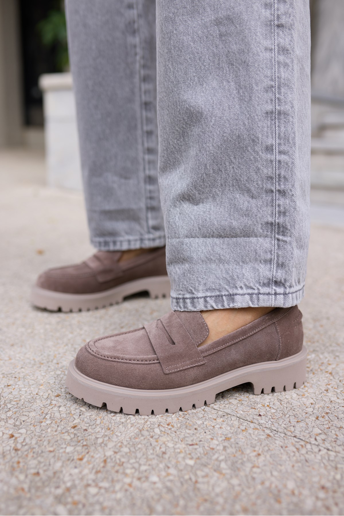 ALBERTO KADIN VİZON GERCEK SUET LOAFER AYAKKABİ