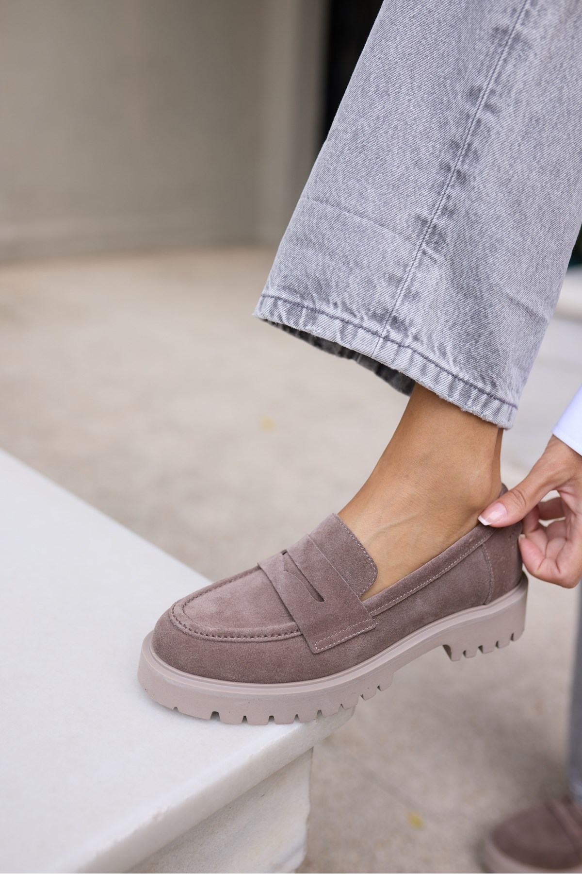 ALBERTO KADIN VİZON GERCEK SUET LOAFER AYAKKABİ