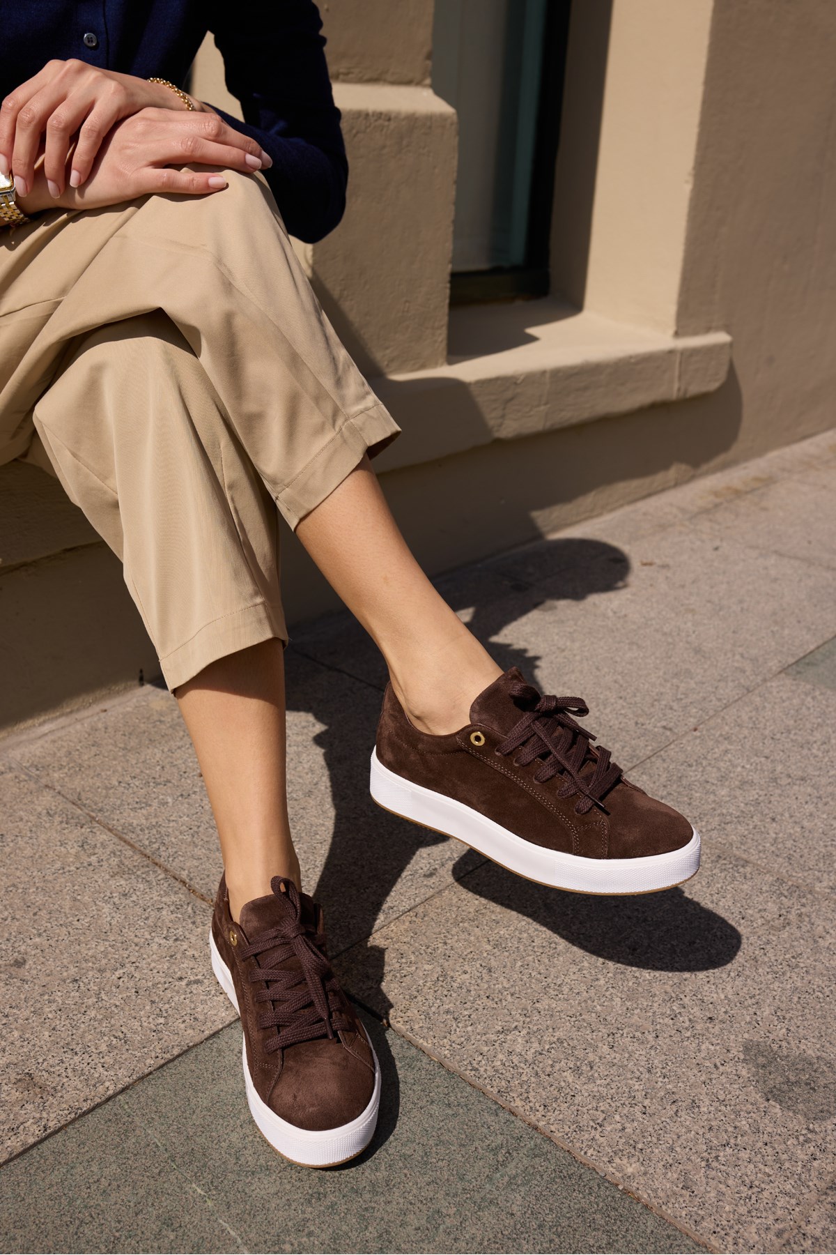 ZALVİRO KADİN KAHVE GERCEK DERİ SÜET BAGCIKLI SNEAKER