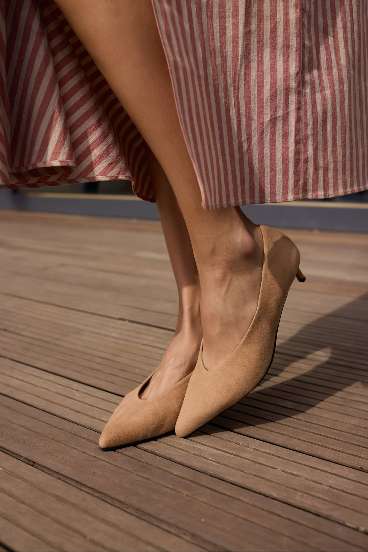 LURCETTA KADIN NUDE GERCEK DERI SUET MINI TOPUKLU STILETTO
