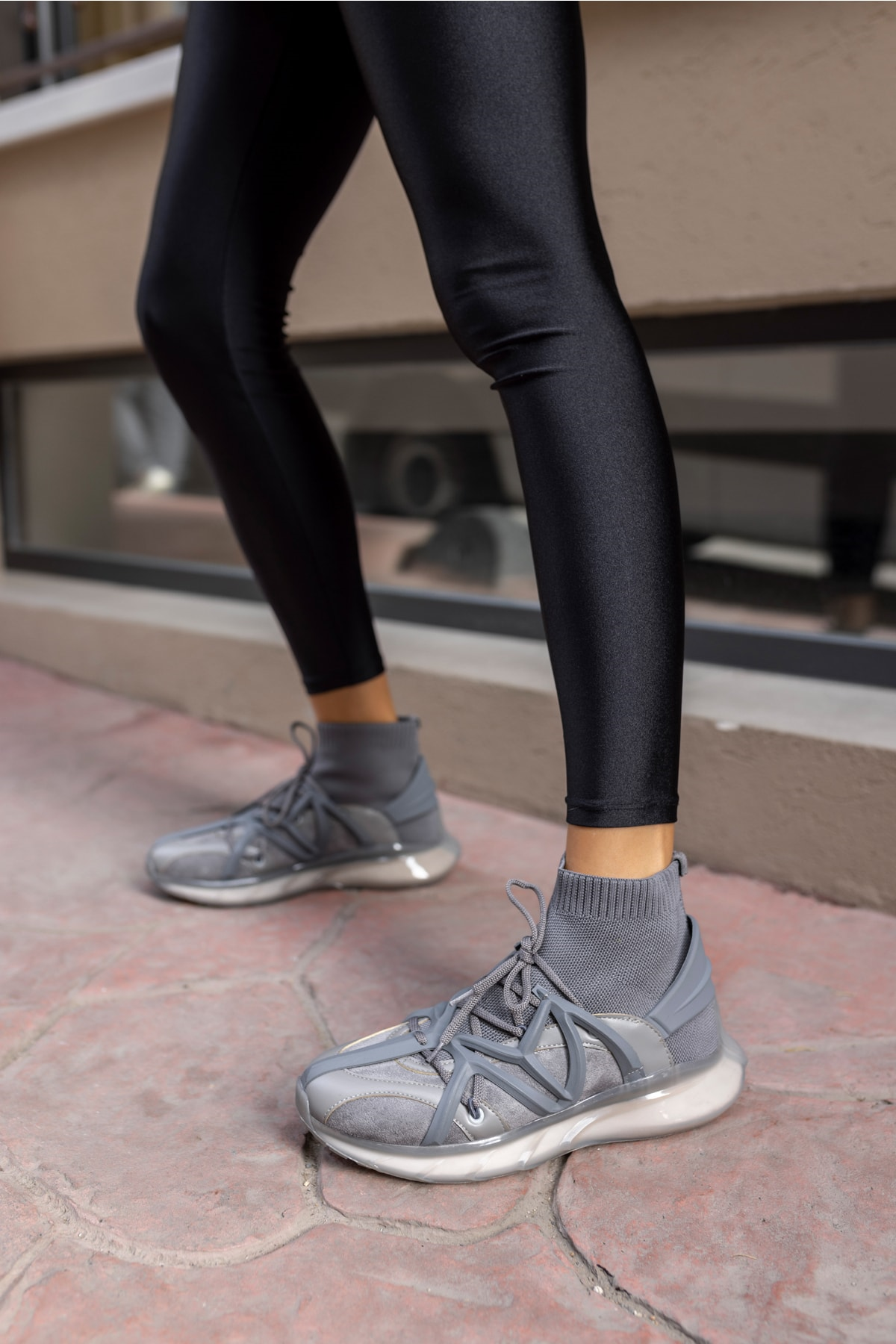 Storyq Kadin Gri Trıko Detay Sneaker