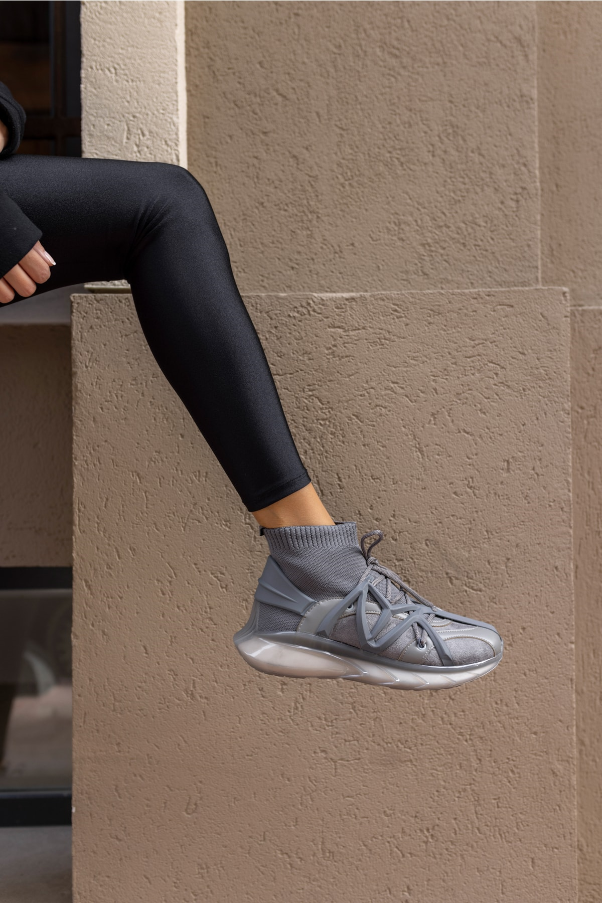 Storyq Kadin Gri Trıko Detay Sneaker