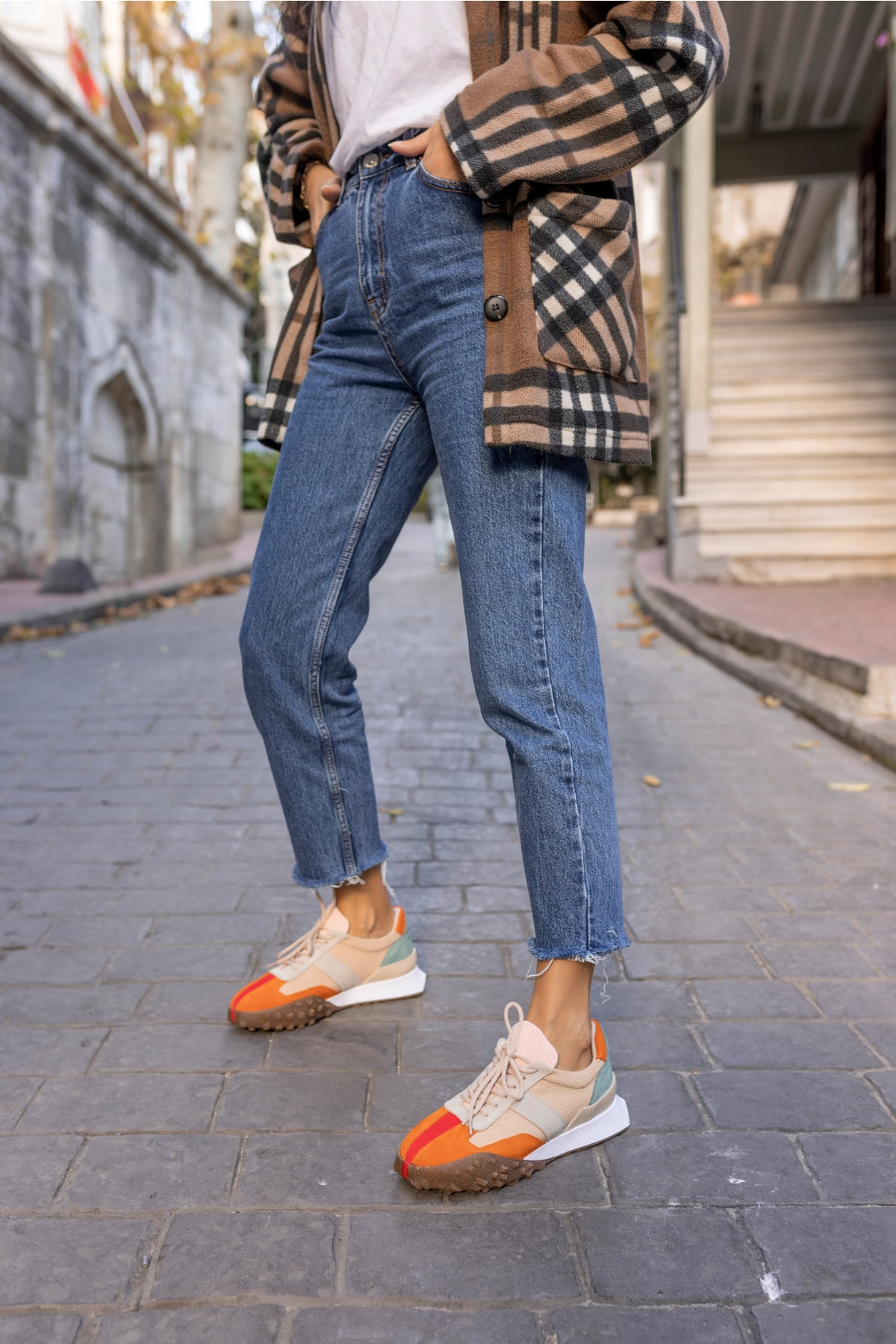 Lascor Kadın Yeşil Gercek Suet Gri Garnılı Sneaker
