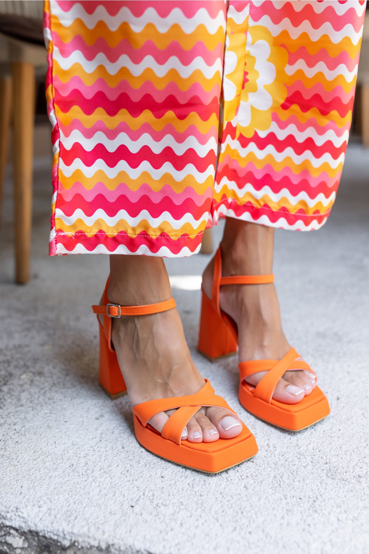 Dani Orange Platform Topuklu Sandalet
