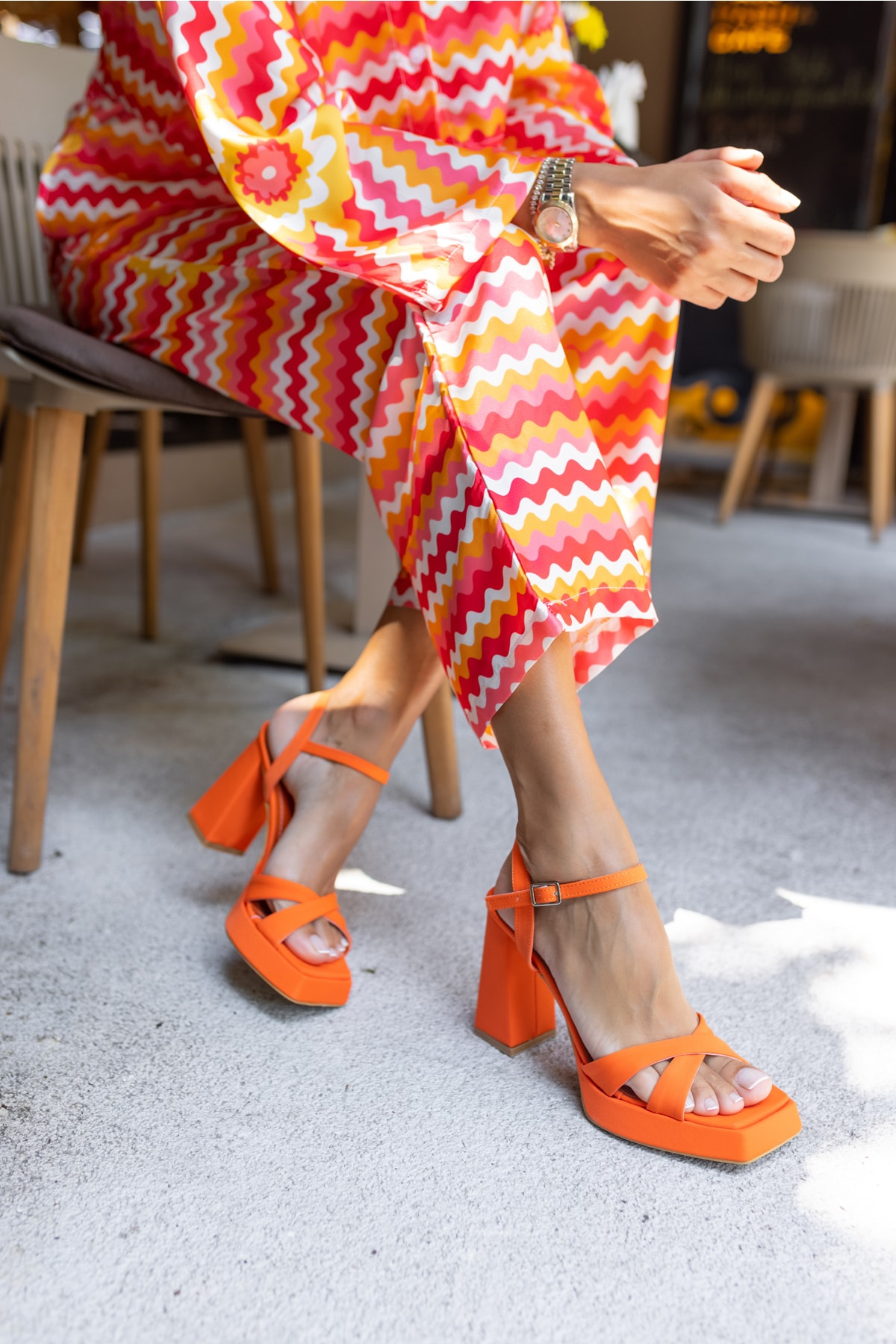 Dani Orange Platform Topuklu Sandalet