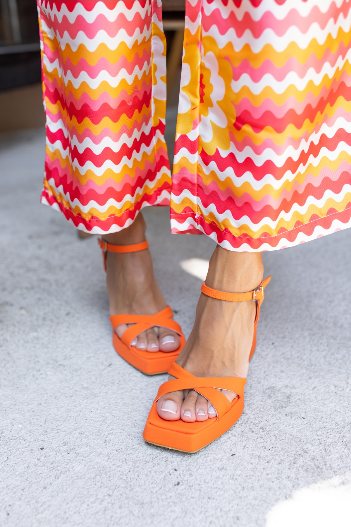 Dani Orange Platform Topuklu Sandalet