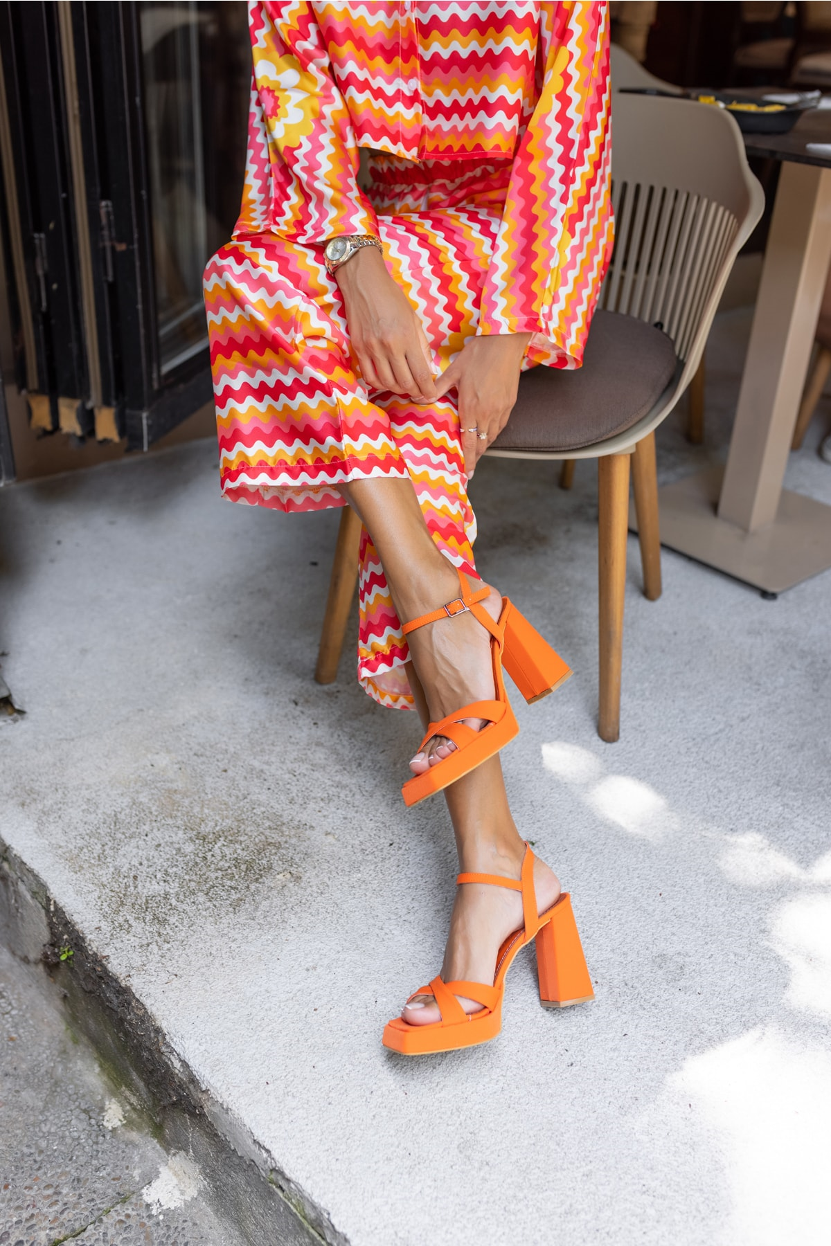 Dani Orange Platform Topuklu Sandalet