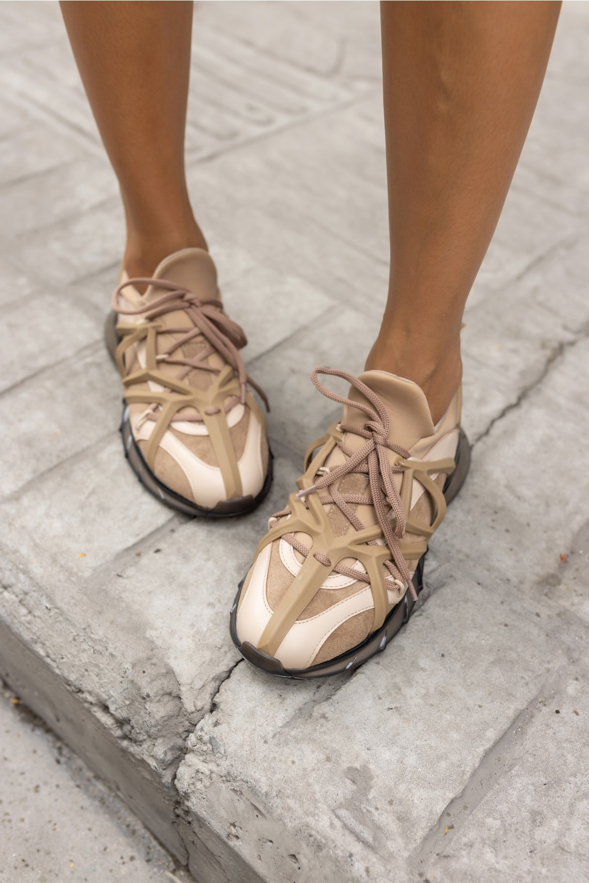 Boey Kadın Haki Dalgıc Kumaş Detay Sneaker