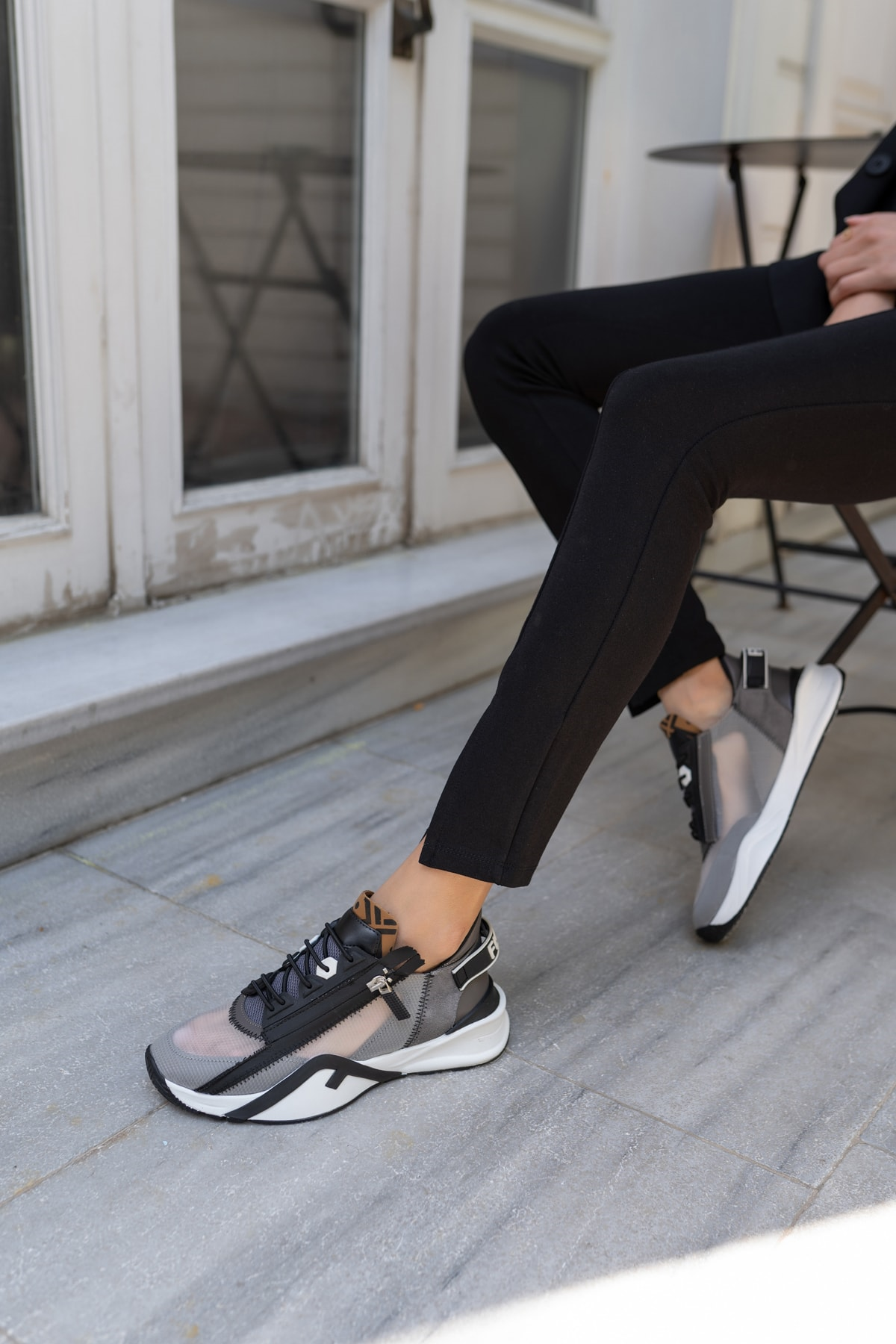 Mojca Kadin Siyah File Detay Sneakers