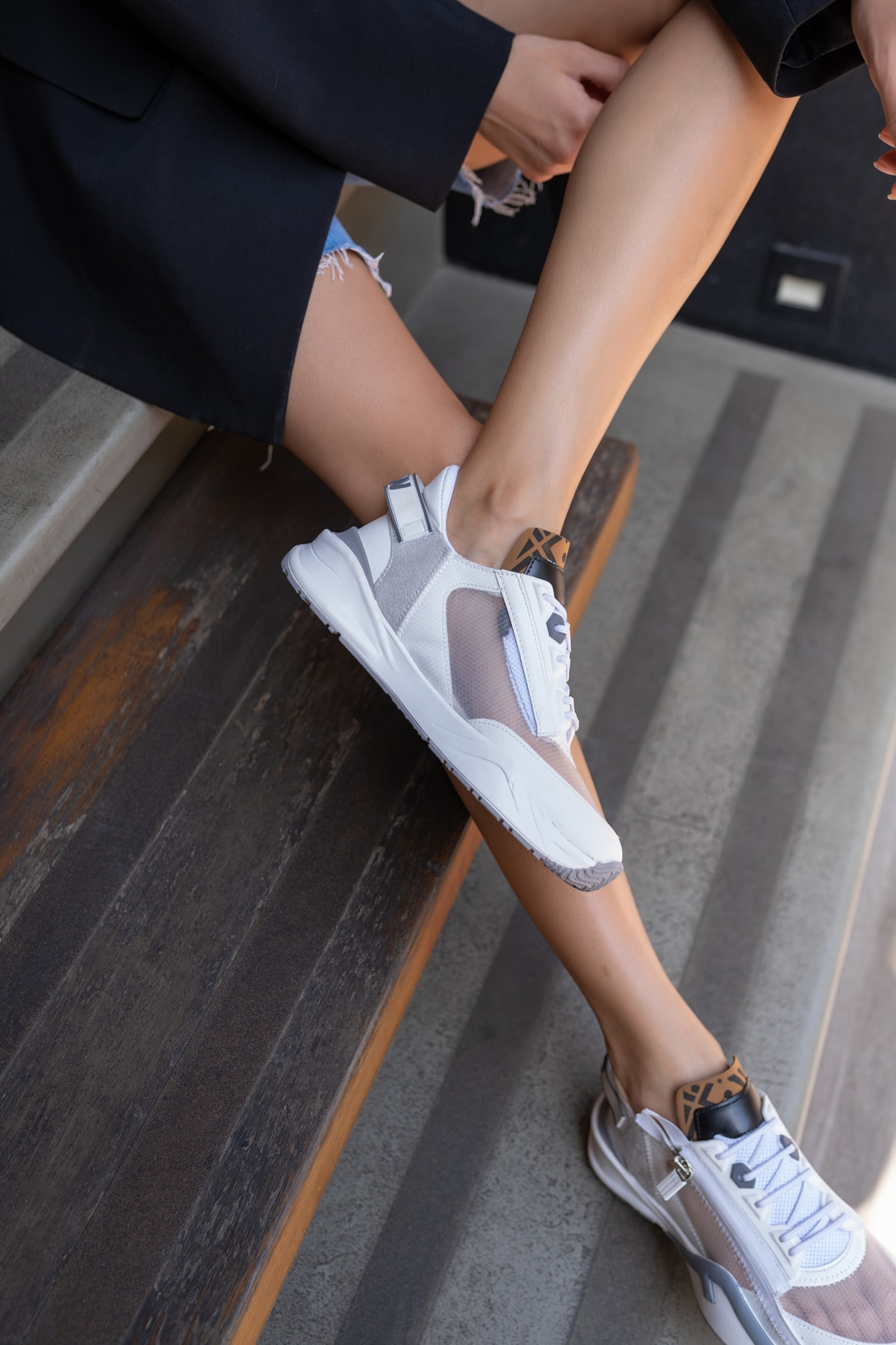 Mojca Kadin Siyah File Detay Sneakers