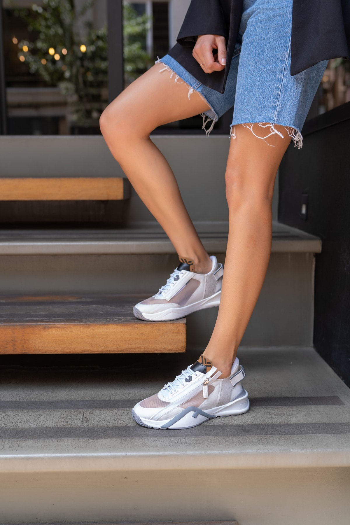 Mojca Kadin Siyah File Detay Sneakers