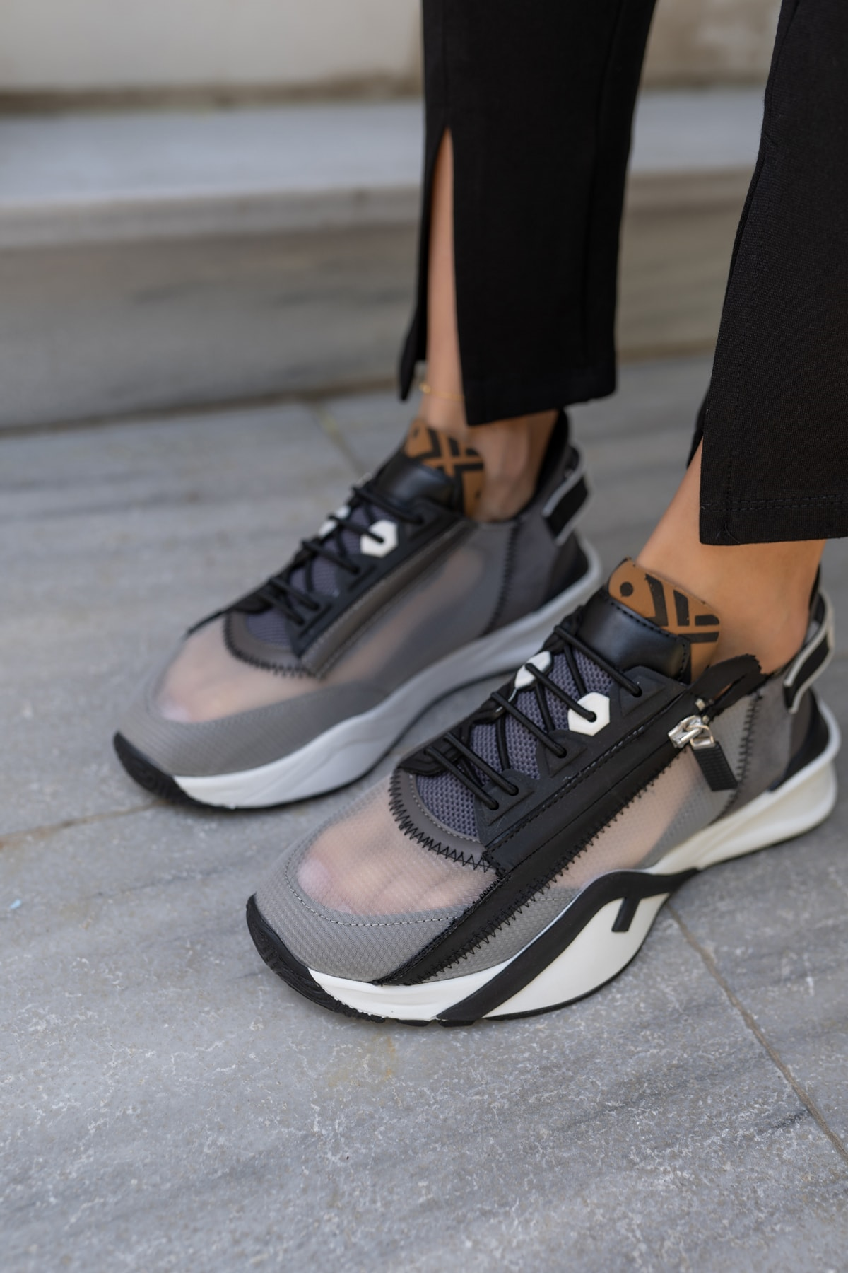 Mojca Kadin Siyah File Detay Sneakers