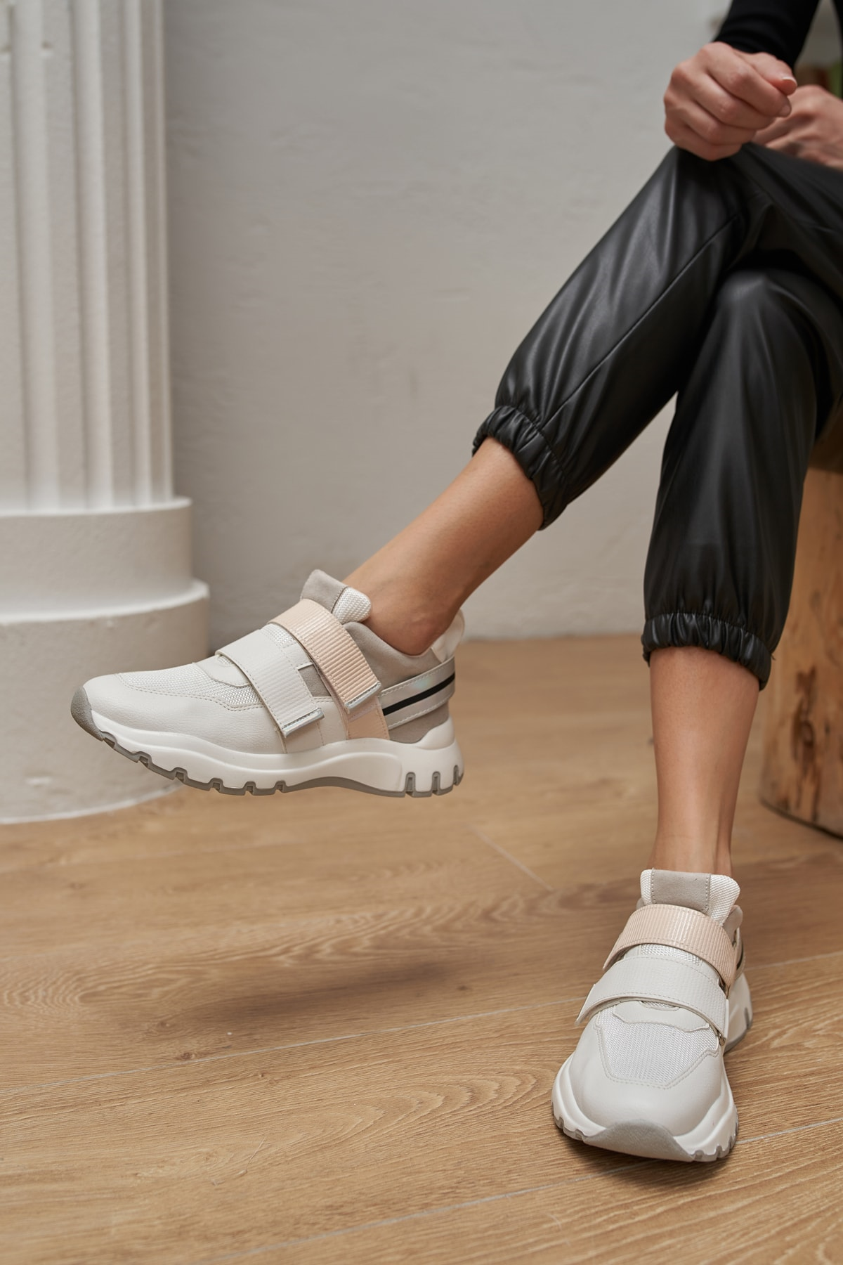 Simon Kadın Beyaz Cirt Detay Sneakers