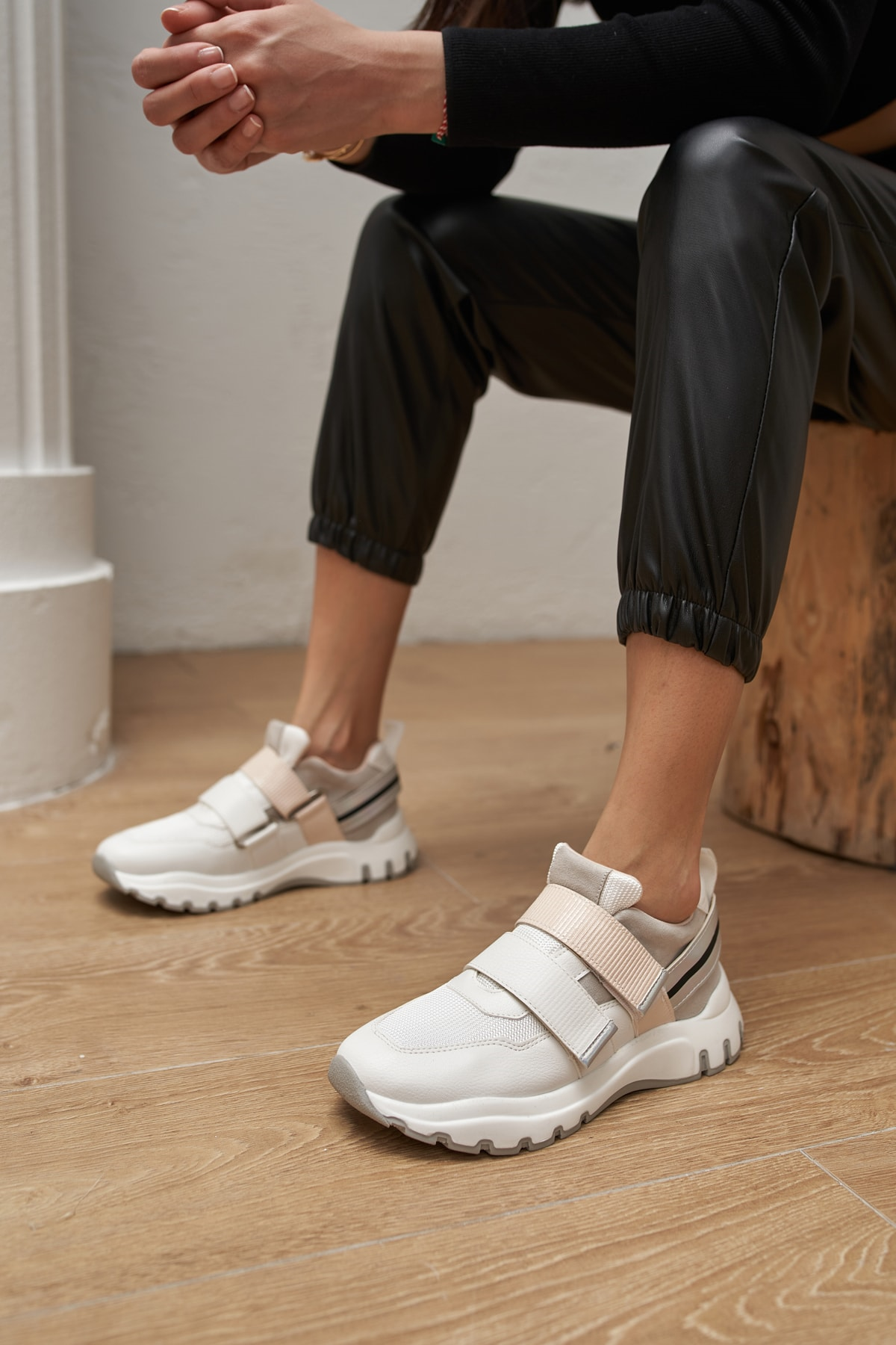 Simon Kadın Beyaz Cirt Detay Sneakers