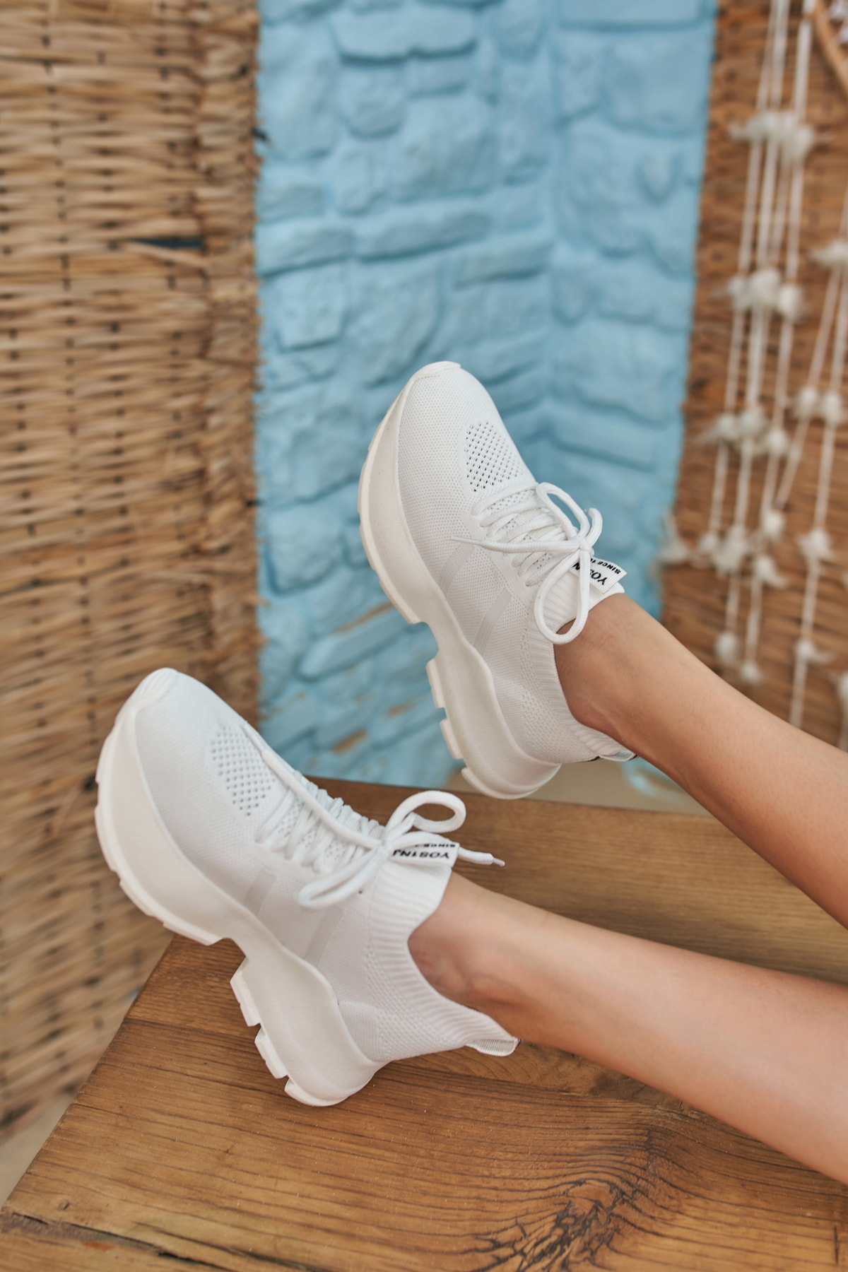 Giulla Kadın Beyaz Trıko Sneakers