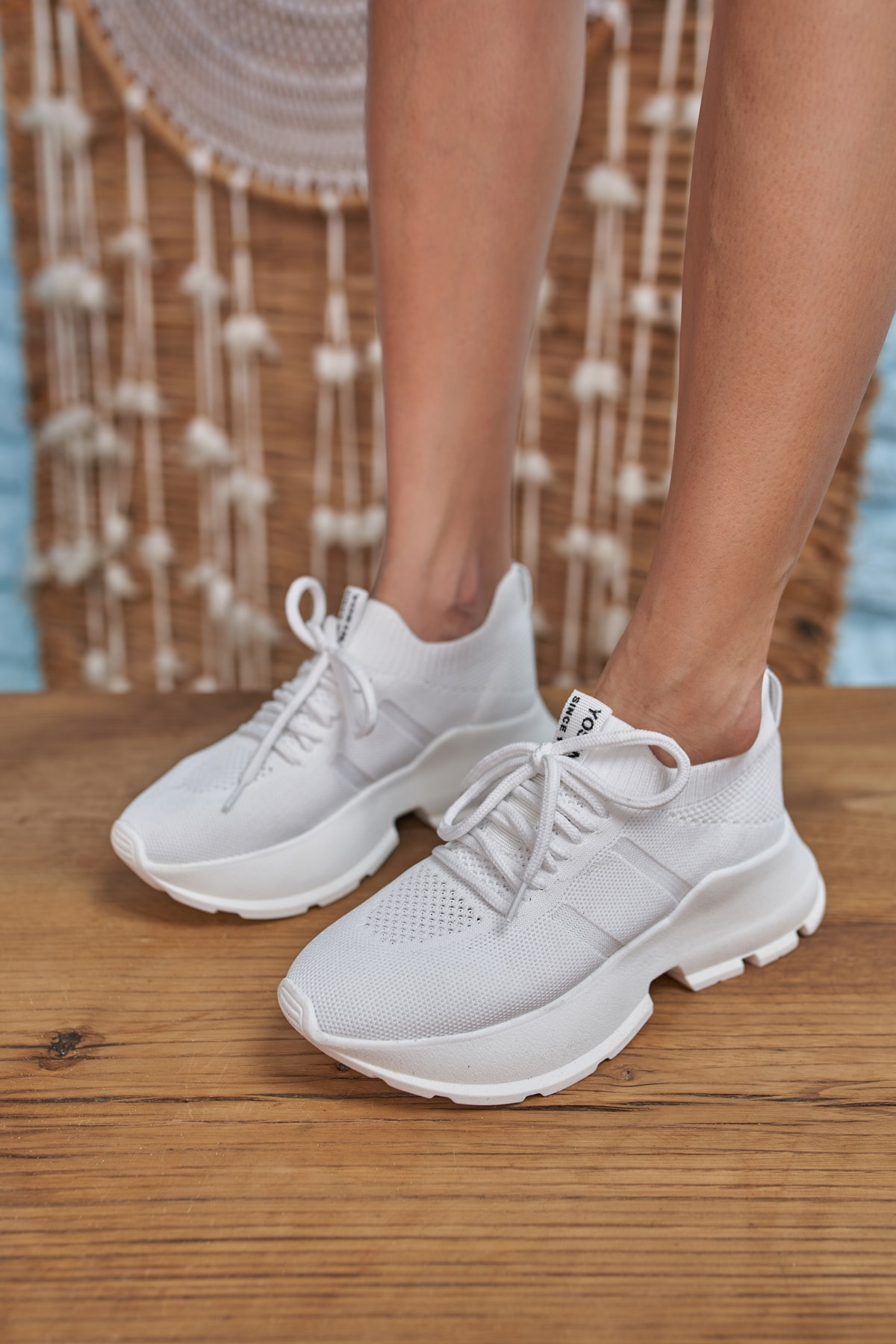 Giulla Kadın Beyaz Trıko Sneakers
