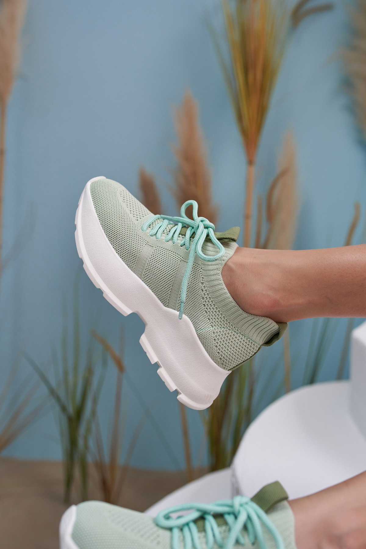 Giulla Kadın Beyaz Trıko Sneakers