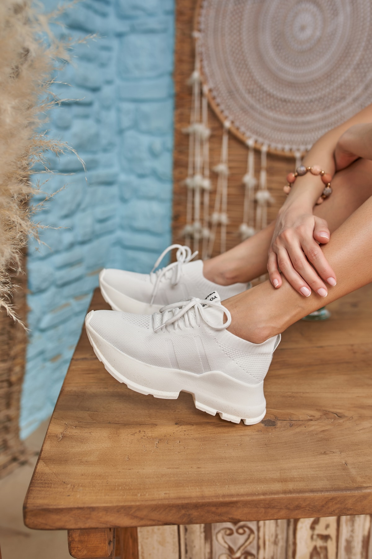 Giulla Kadın Beyaz Trıko Sneakers