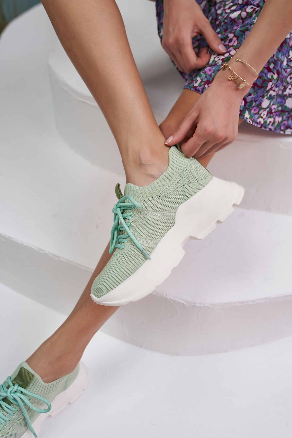 Giulla Kadın Beyaz Trıko Sneakers