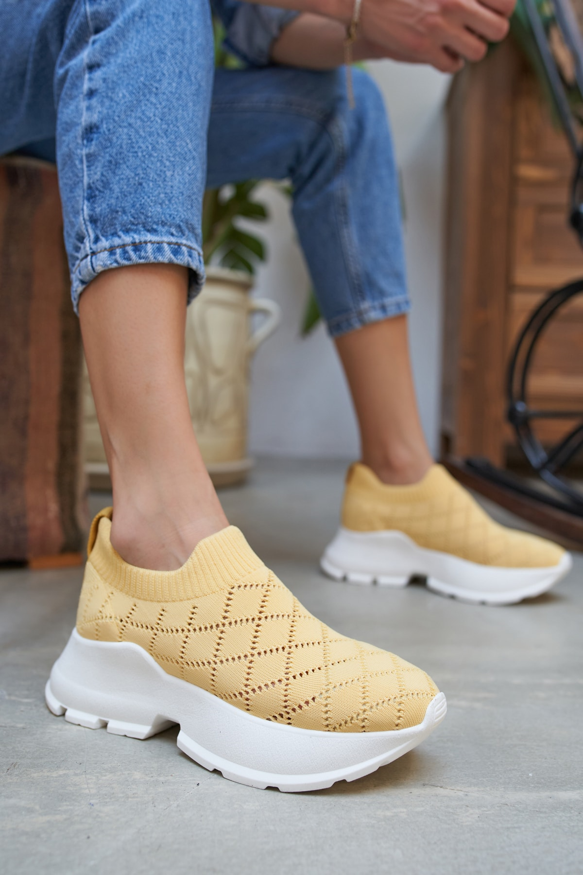 Alice Kadın Sari Trıko Sneakers