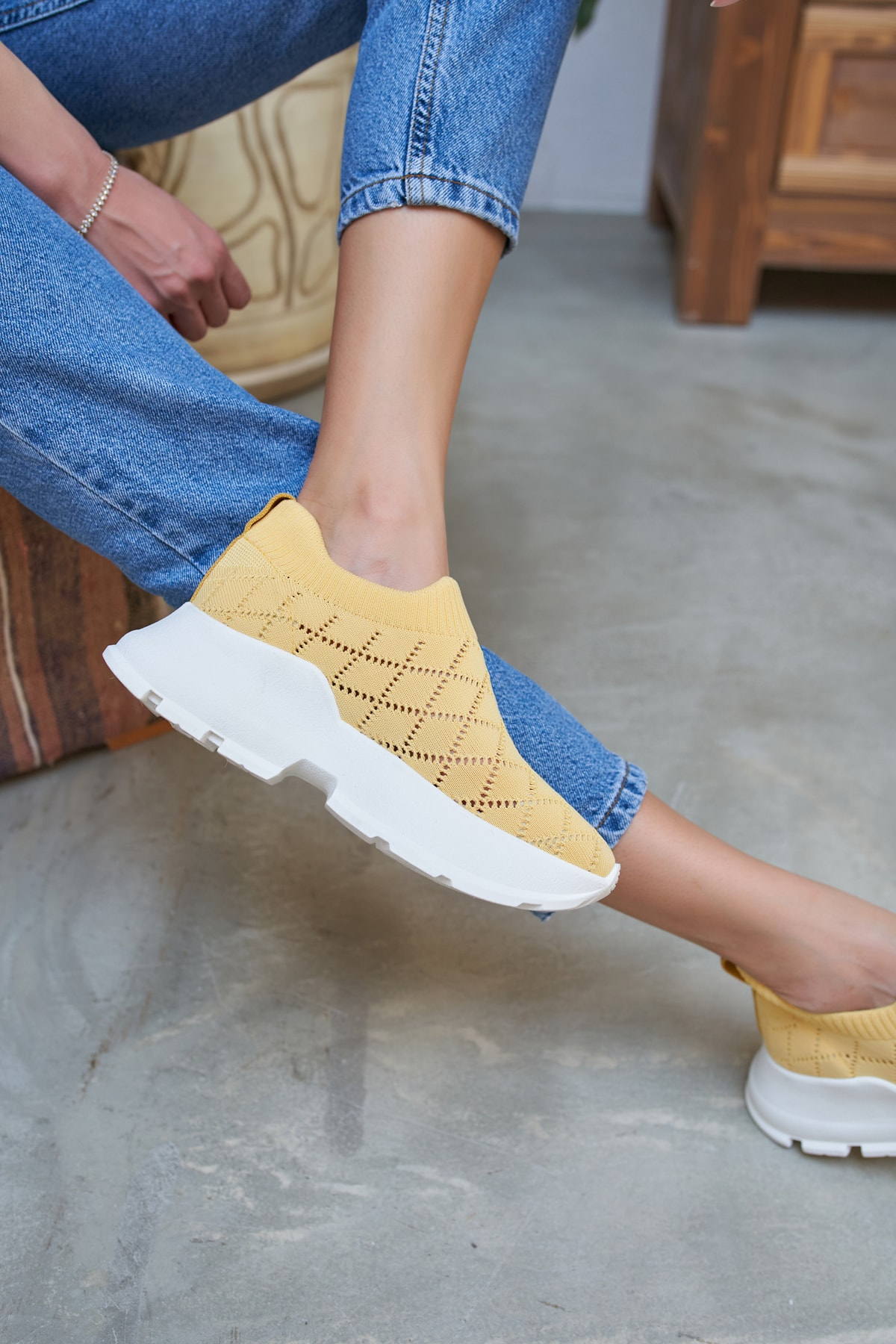 Alice Kadın Sari Trıko Sneakers