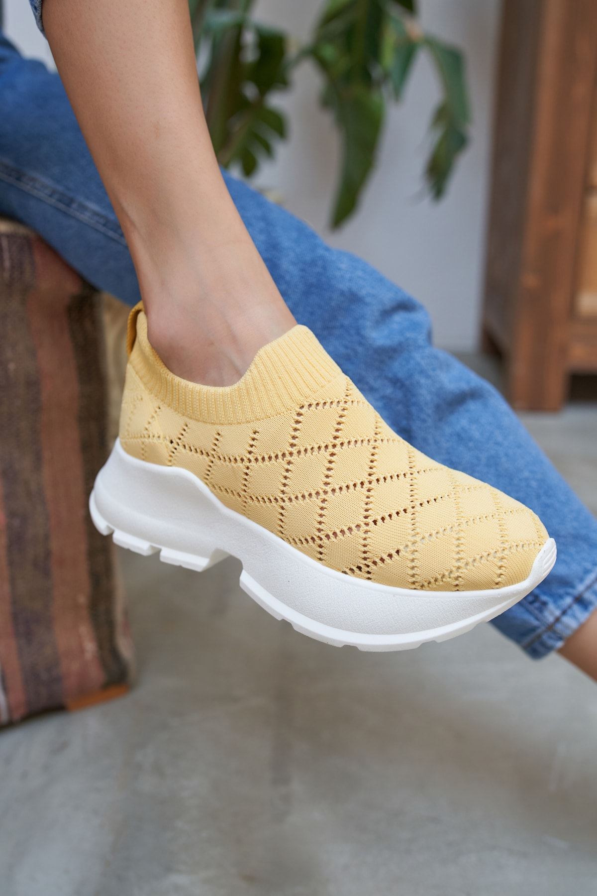 Alice Kadın Sari Trıko Sneakers