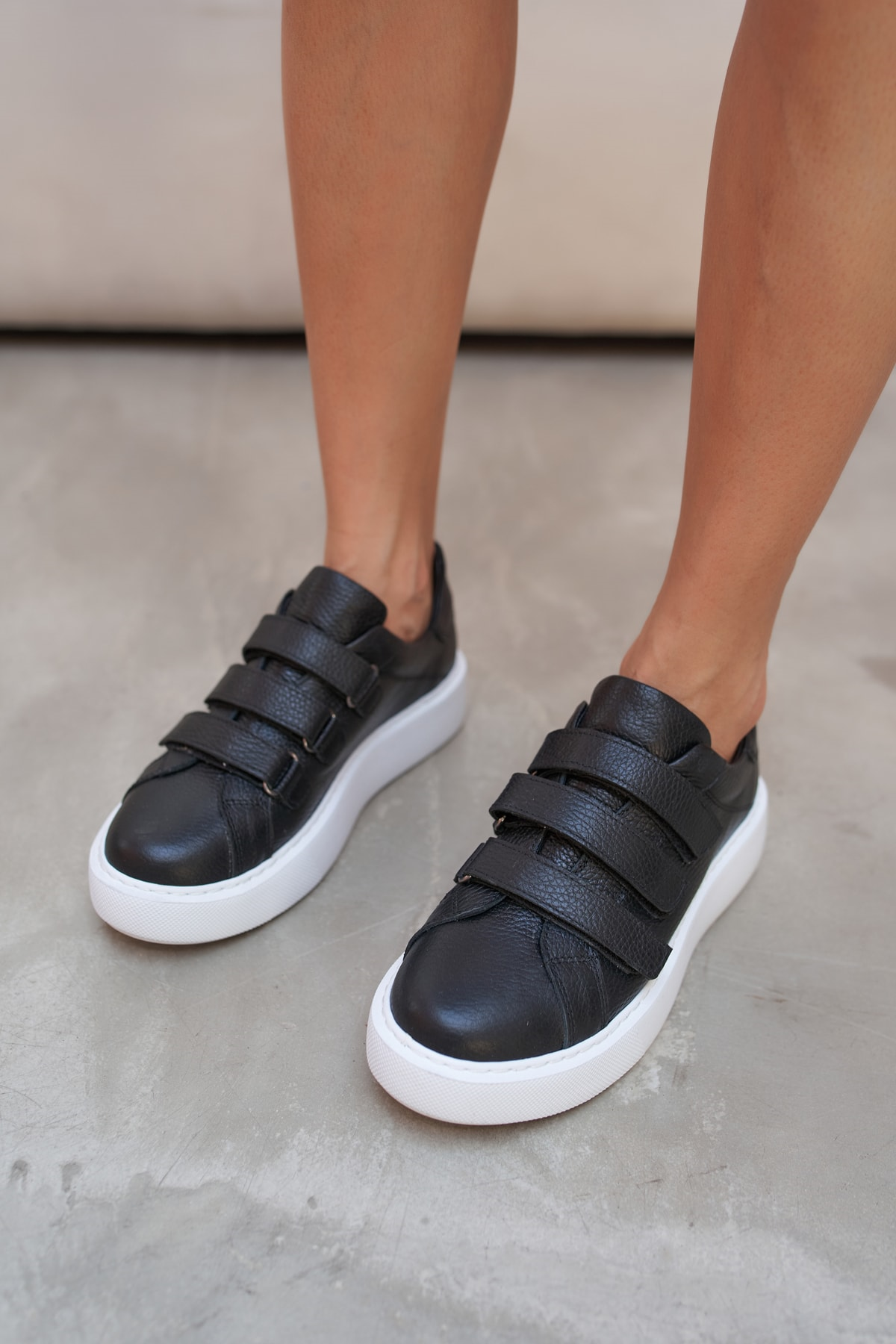 Emma Kadın Antrasit Gercek Deri Cirtli Sneakers