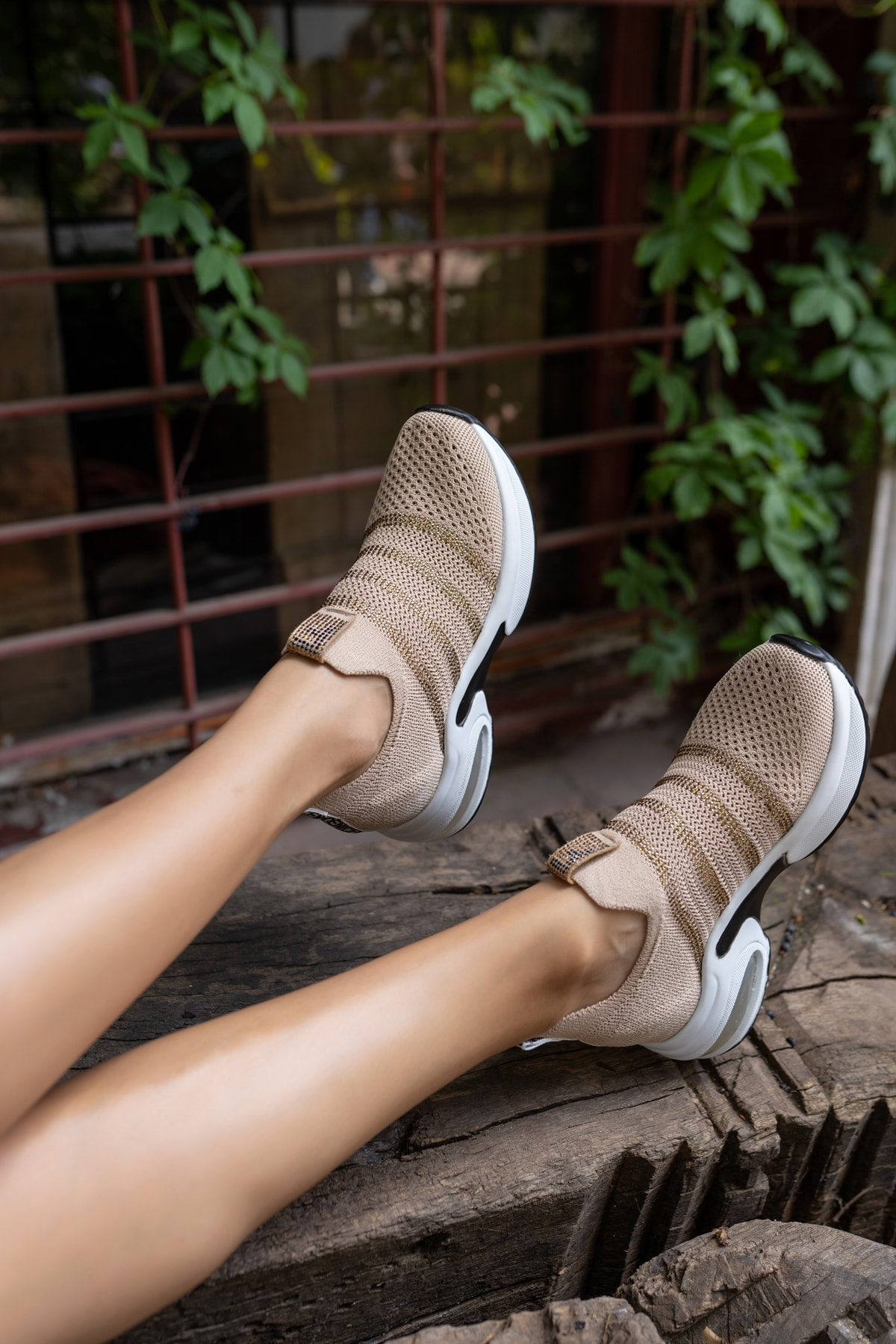 Sabina Kadin Nude Tas Detay Gızlı Topuk Sneakers