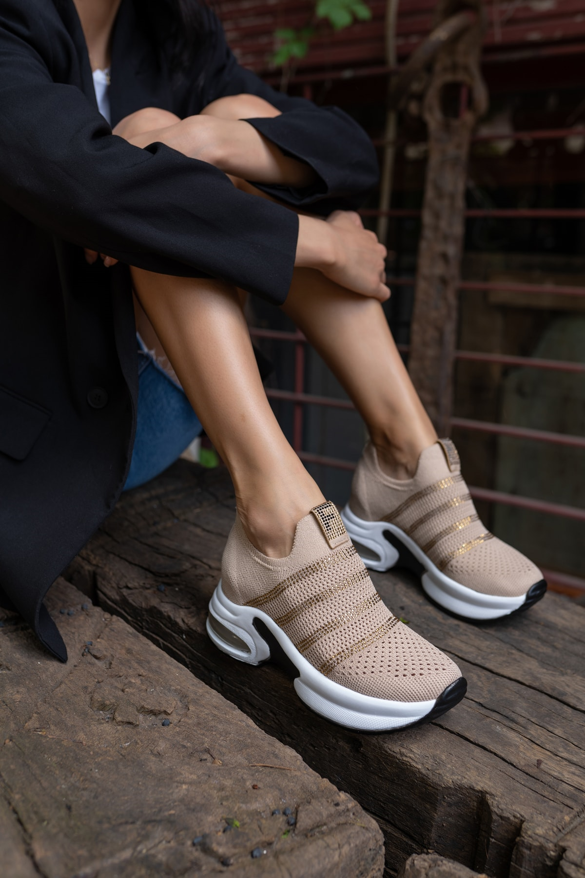 Sabina Kadin Nude Tas Detay Gızlı Topuk Sneakers
