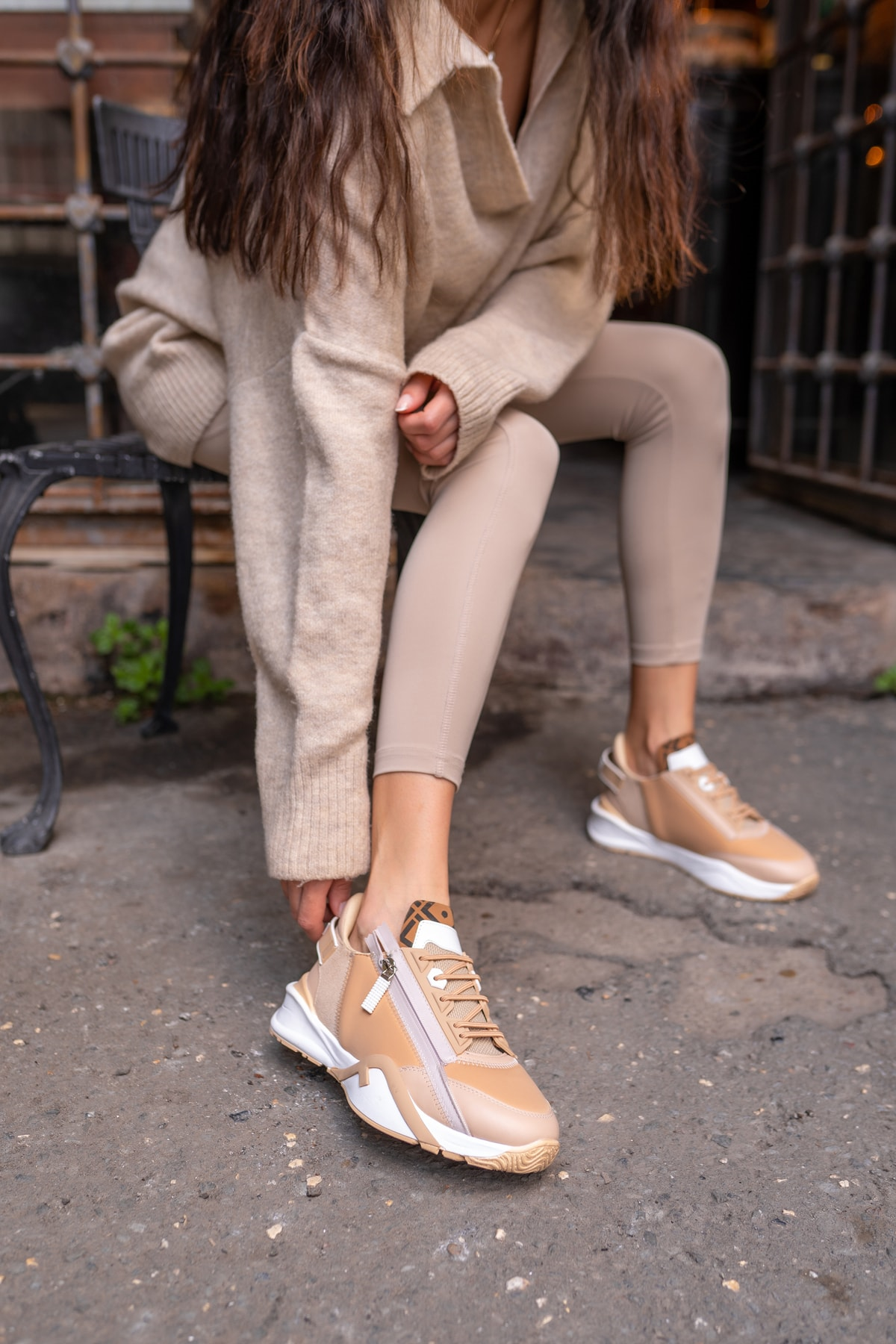 Jannıca Kadin Nude Scuba Kumas Detay Sneakers