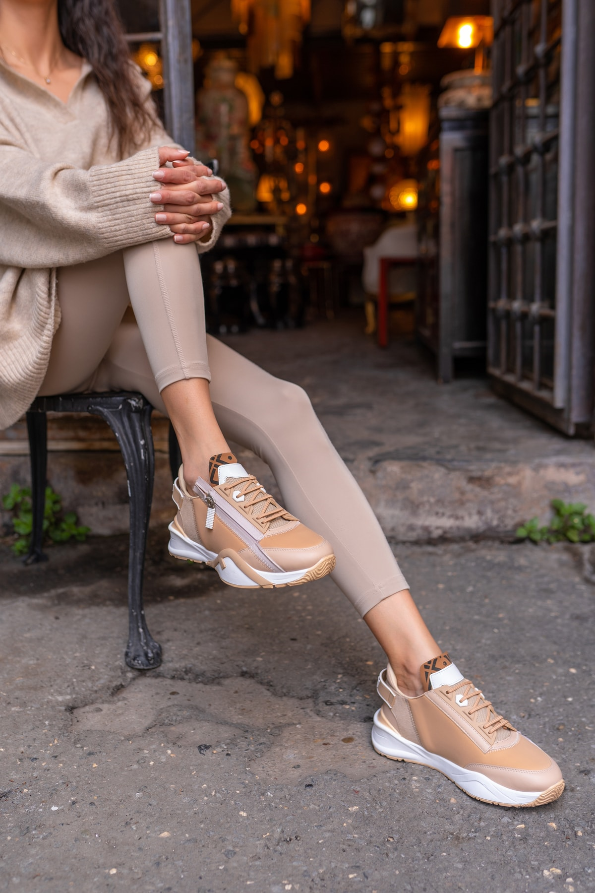 Jannıca Kadin Nude Scuba Kumas Detay Sneakers