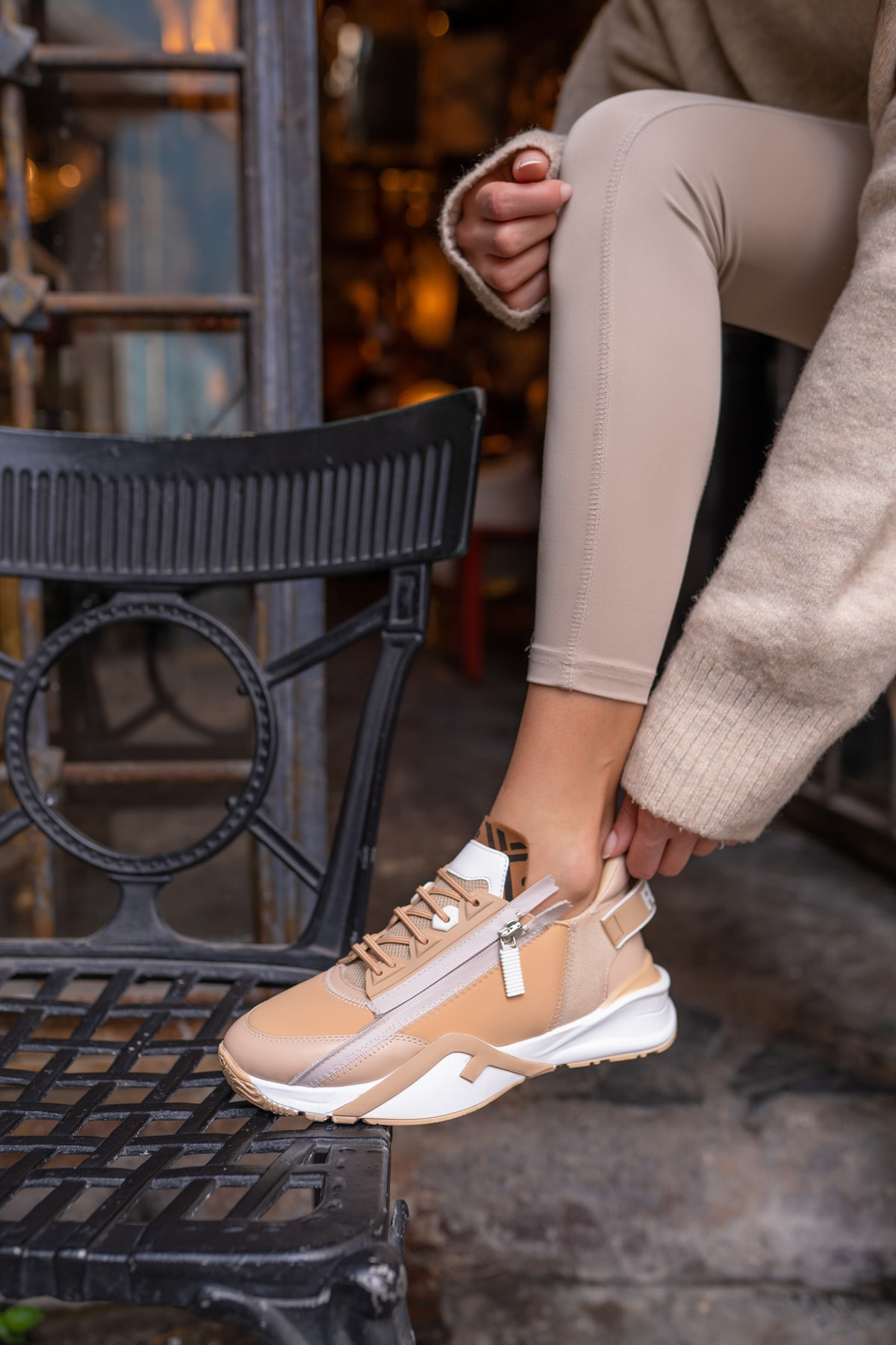 Jannıca Kadin Nude Scuba Kumas Detay Sneakers