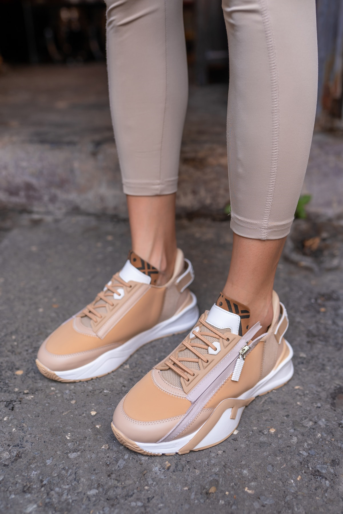 Jannıca Kadin Nude Scuba Kumas Detay Sneakers