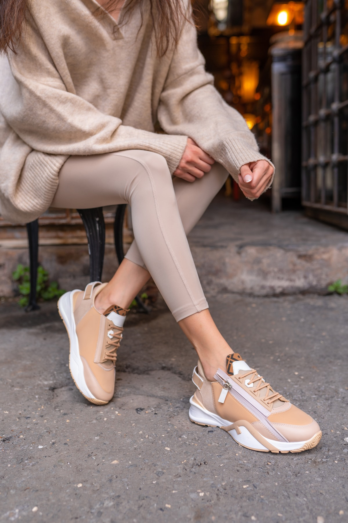 Jannıca Kadin Nude Scuba Kumas Detay Sneakers