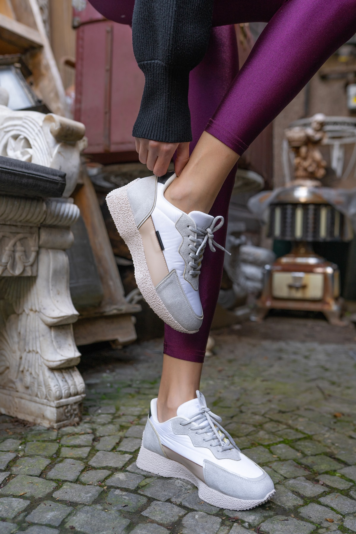 Vasile Kadin Beyaz Paraşüt Kumas Detay Sneakers