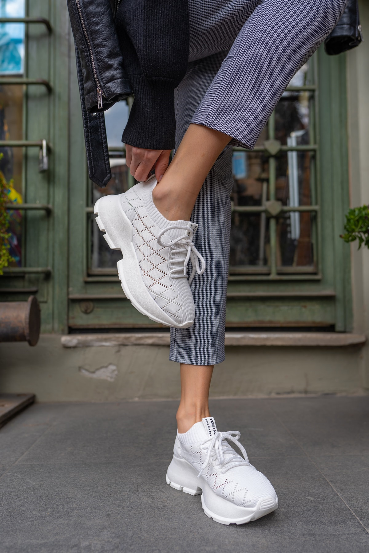 Yannis Kadin Beyaz Triko Sneakers