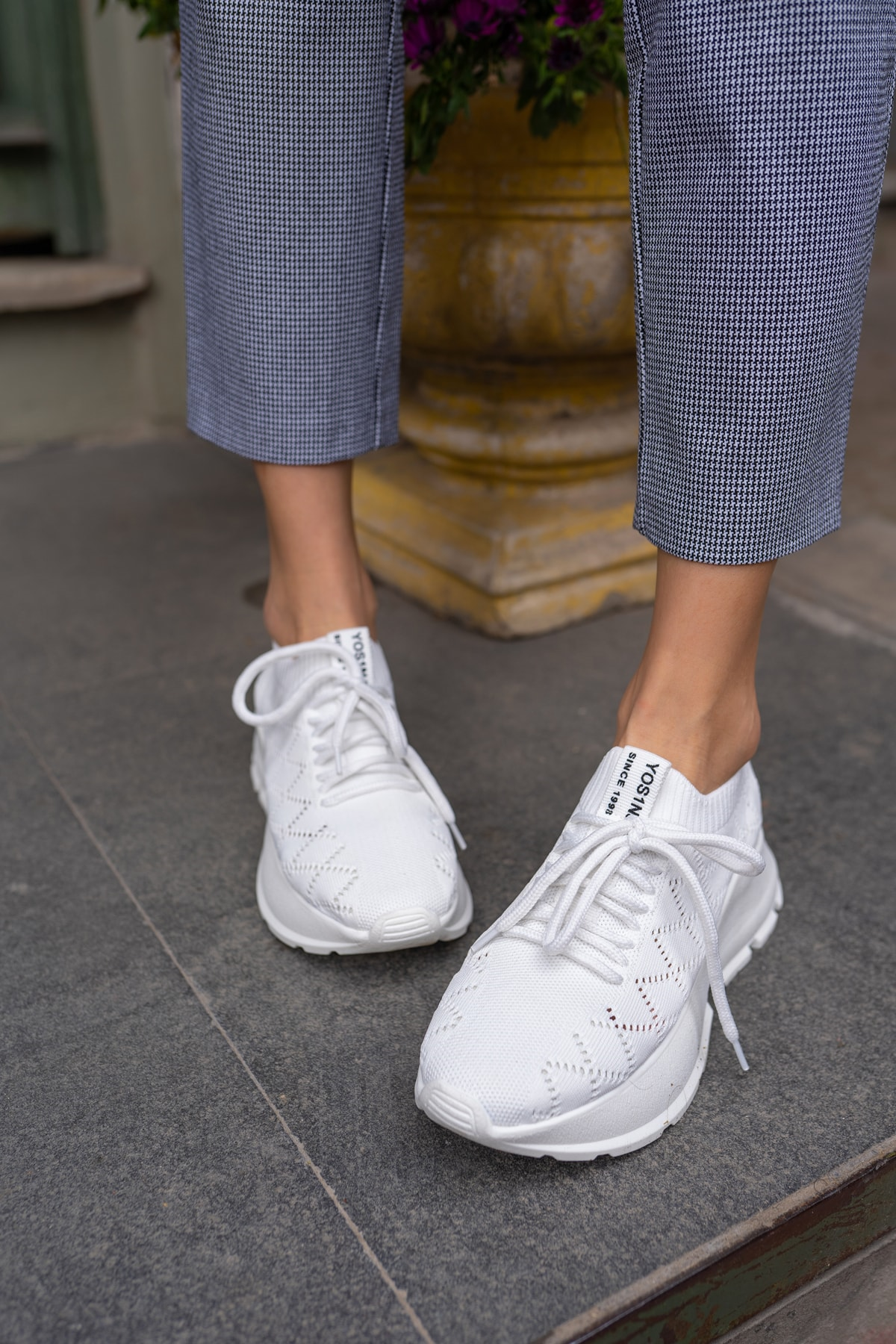 Yannis Kadin Beyaz Triko Sneakers