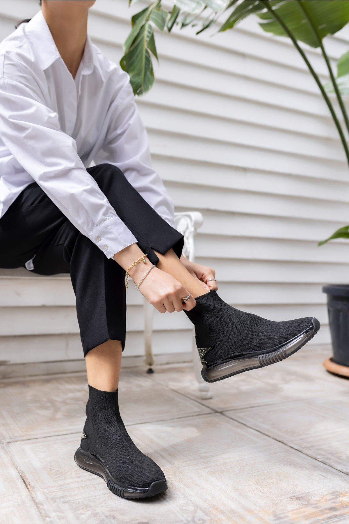 Damlalla Siyah Trıko Sneakers Bot