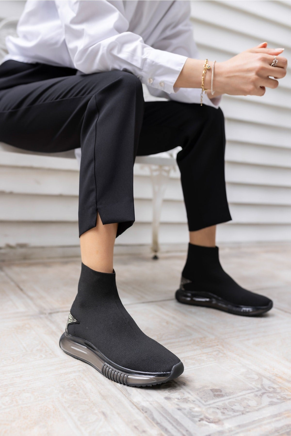 Damlalla Siyah Trıko Sneakers Bot